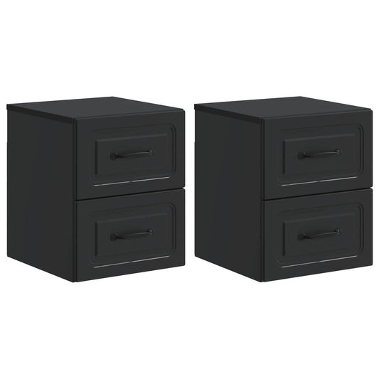 vidaXL Τοίχου Κρεμαστό Κομοδίνο 2 τμχ. Μαύρο 34,5 x 33 x 40 εκ