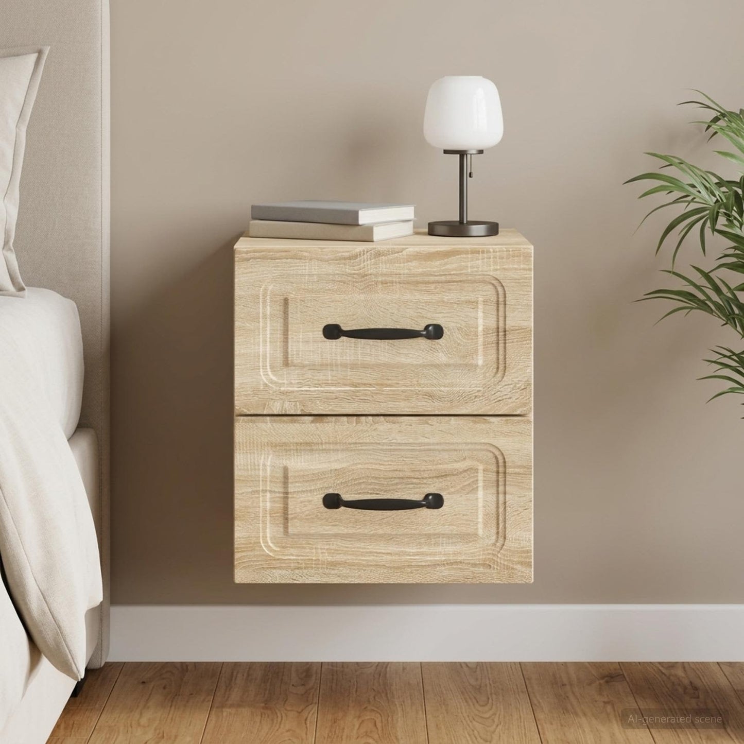 vidaXL Τοίχου Κρεμαστό Κομοδίνο Sonoma Δρυς 34,5 x 33 x 40 εκ
