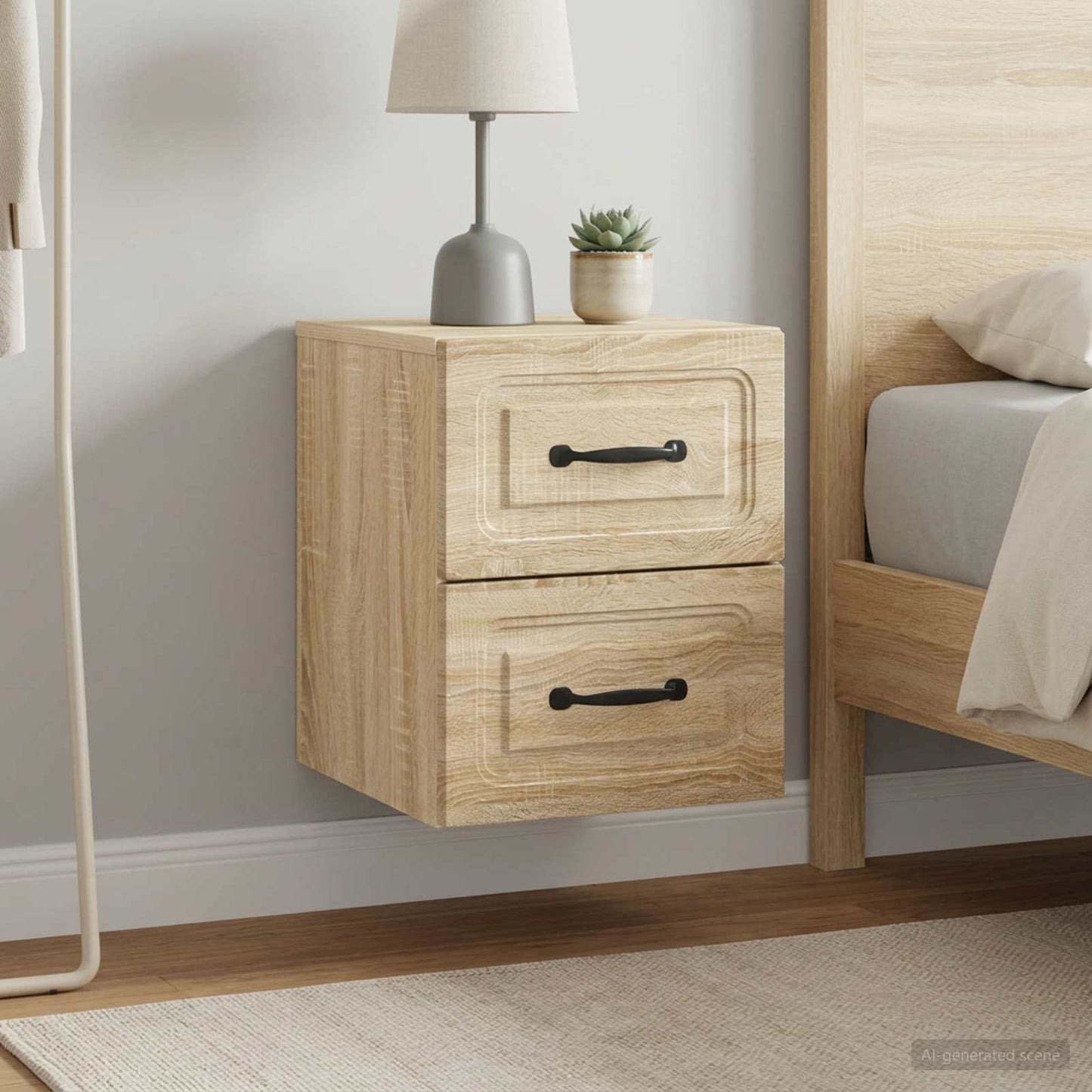 vidaXL Τοίχου Κρεμαστό Κομοδίνο 2 τμχ. Sonoma Δρυς 34,5 x 33 x 40 εκ