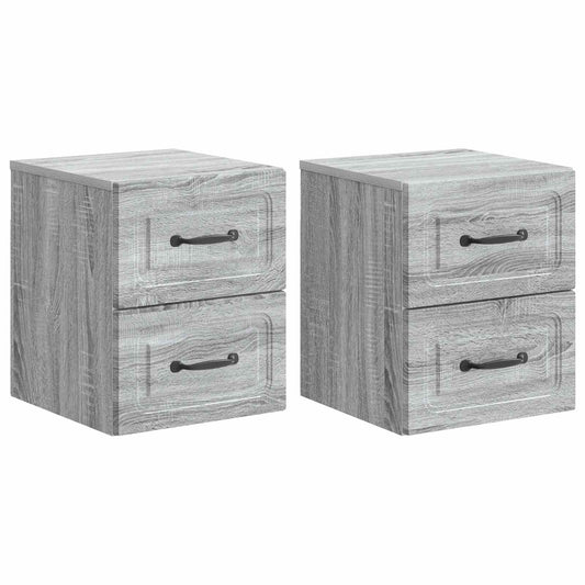 vidaXL Τοίχου Κρεμαστό Κομοδίνο 2 τμχ. Γκρι Sonoma 34,5 x 33 x 40 εκ