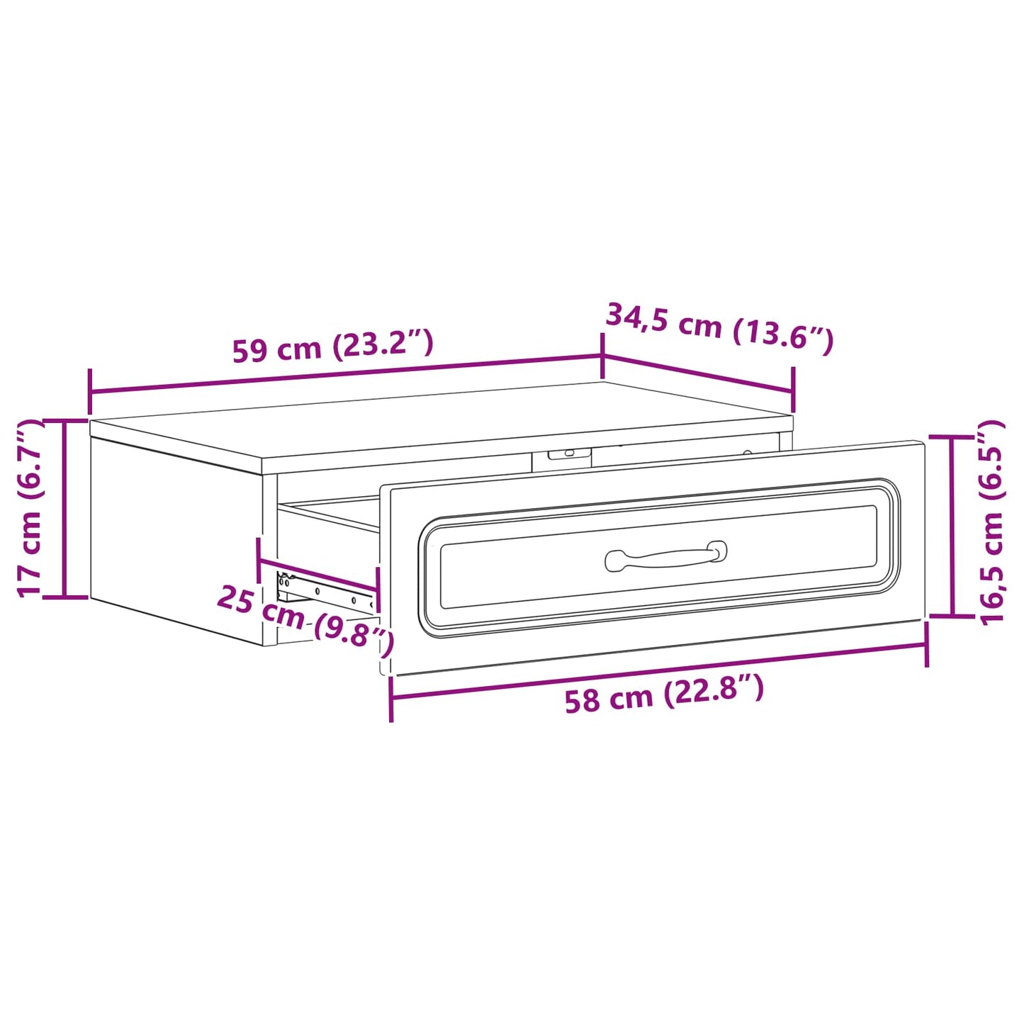 vidaXL Τραπεζάκι Τοίχου Λευκό 59 x 34,5 x 17 εκ. Επεξεργασμένο Ξύλο