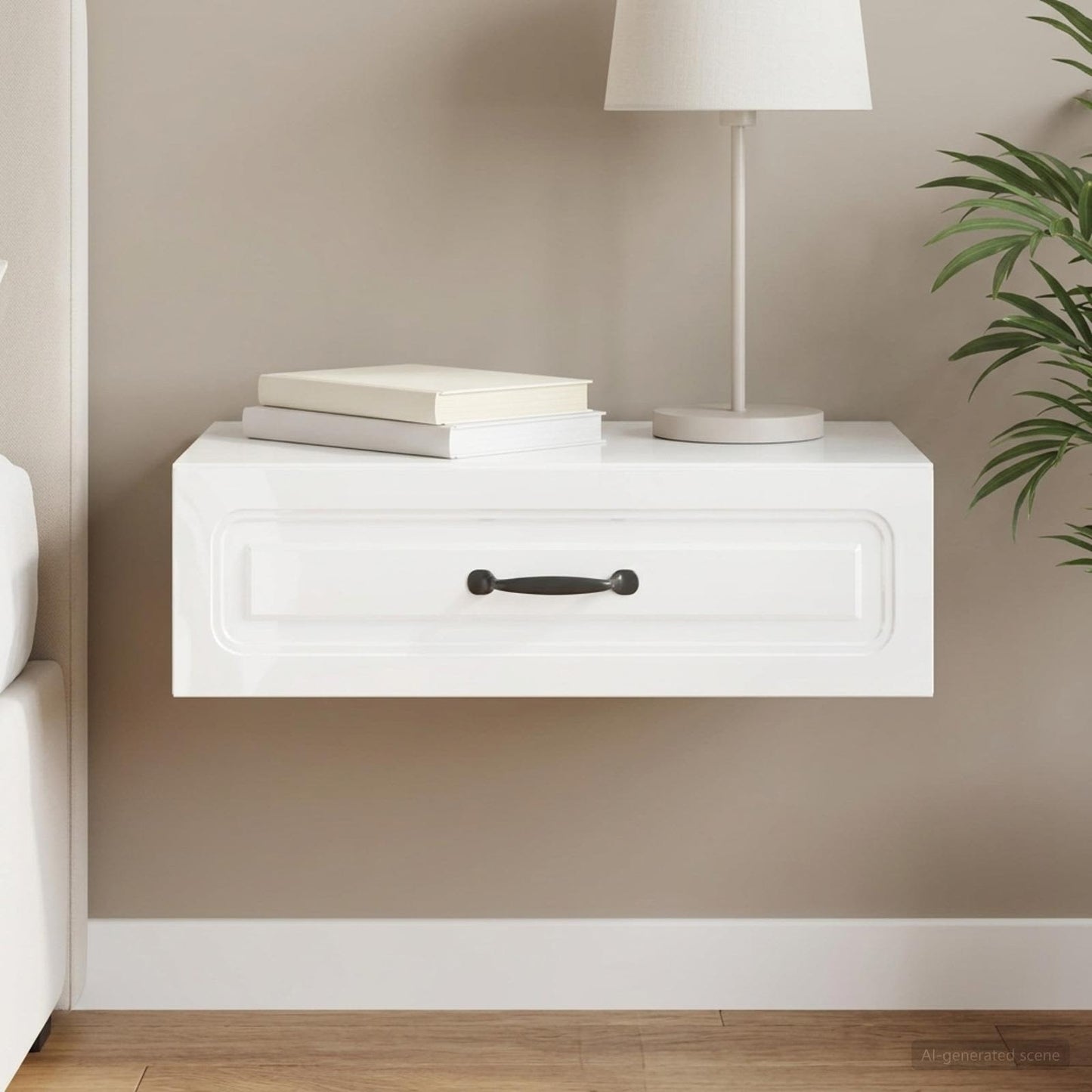 vidaXL Τραπεζάκι Τοίχου Γυαλιστερό Λευκό 59 x 34,5 x 17 εκ.