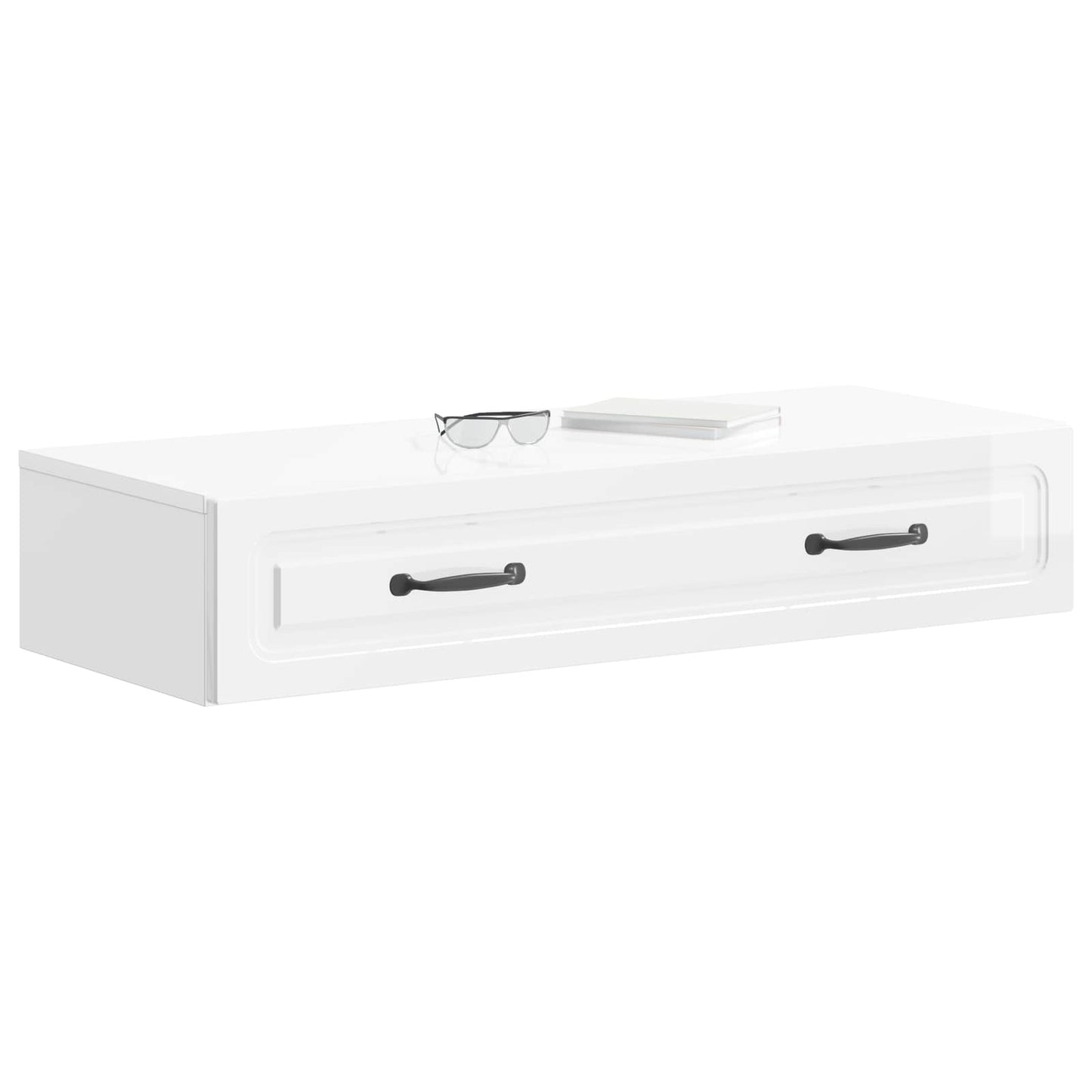 vidaXL Τραπεζάκι Τοίχου Γυαλιστερό Λευκό 87,5 x 34,5 x 17 εκ.