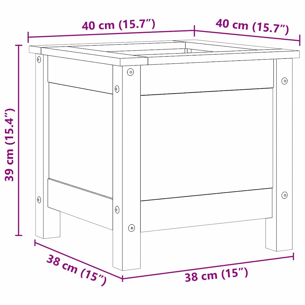 vidaXL Γλάστρα Κήπου Κερωτό καφέ 40 x 40 x 39 cm Στερεά ξυλεία πεύκου