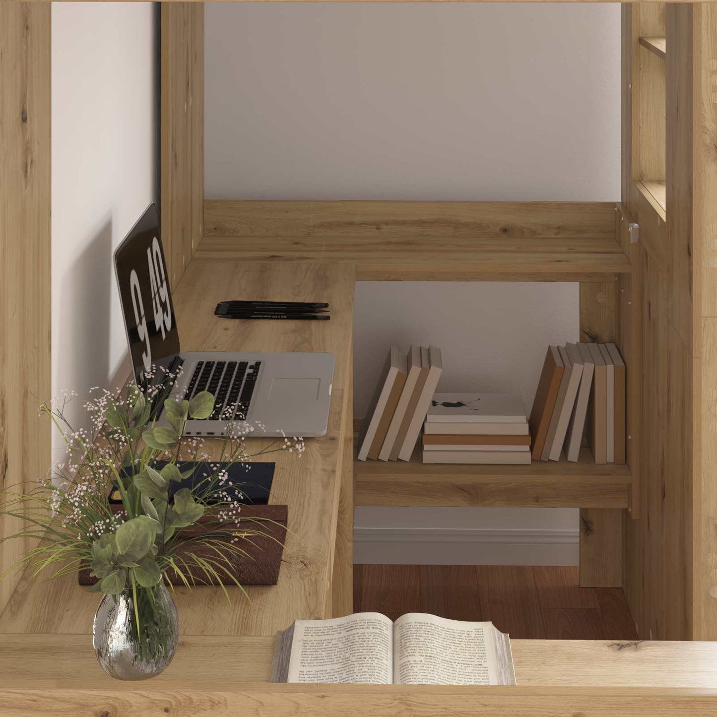 vidaXL Σκελετός κουκέτας με γραφείο με ράφι Artisan Oak 80 x 200 cm
