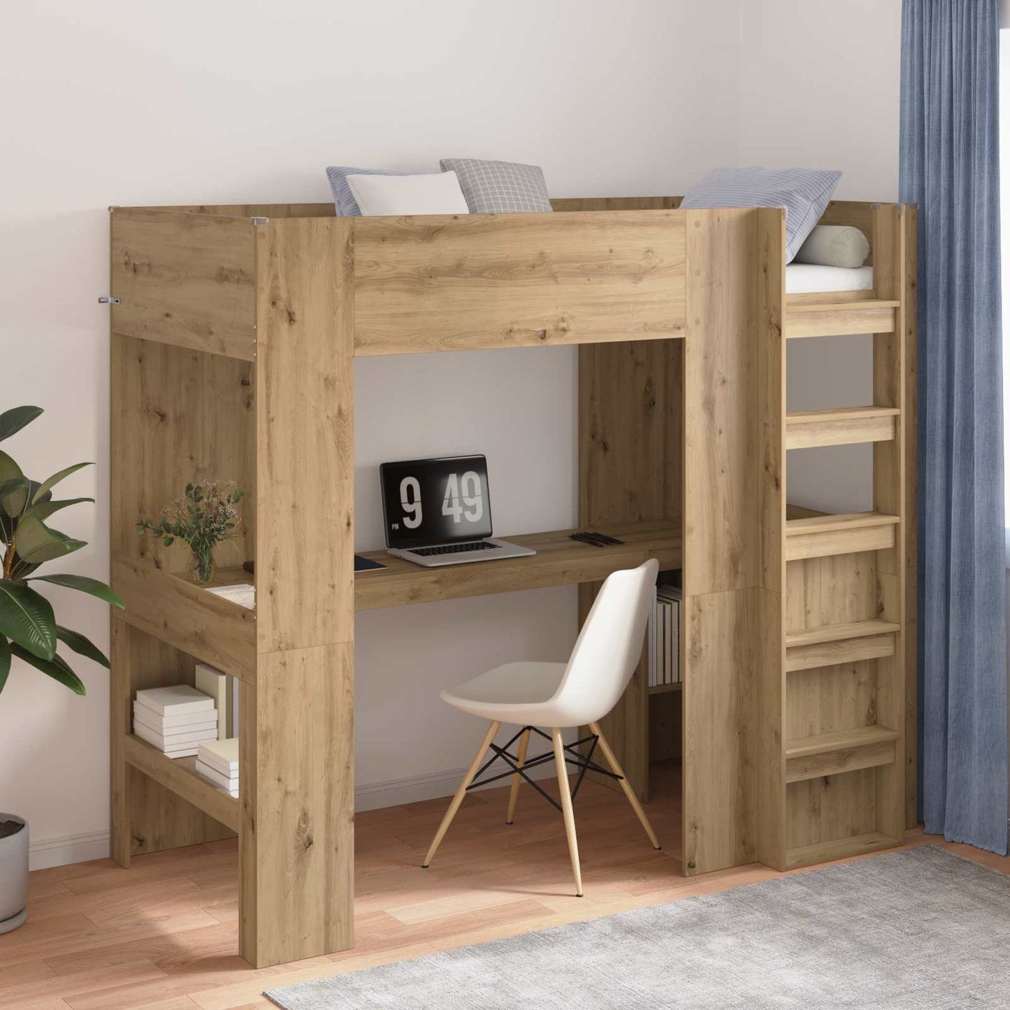 vidaXL Σκελετός κουκέτας με γραφείο με ράφι Artisan Oak 80 x 200 cm