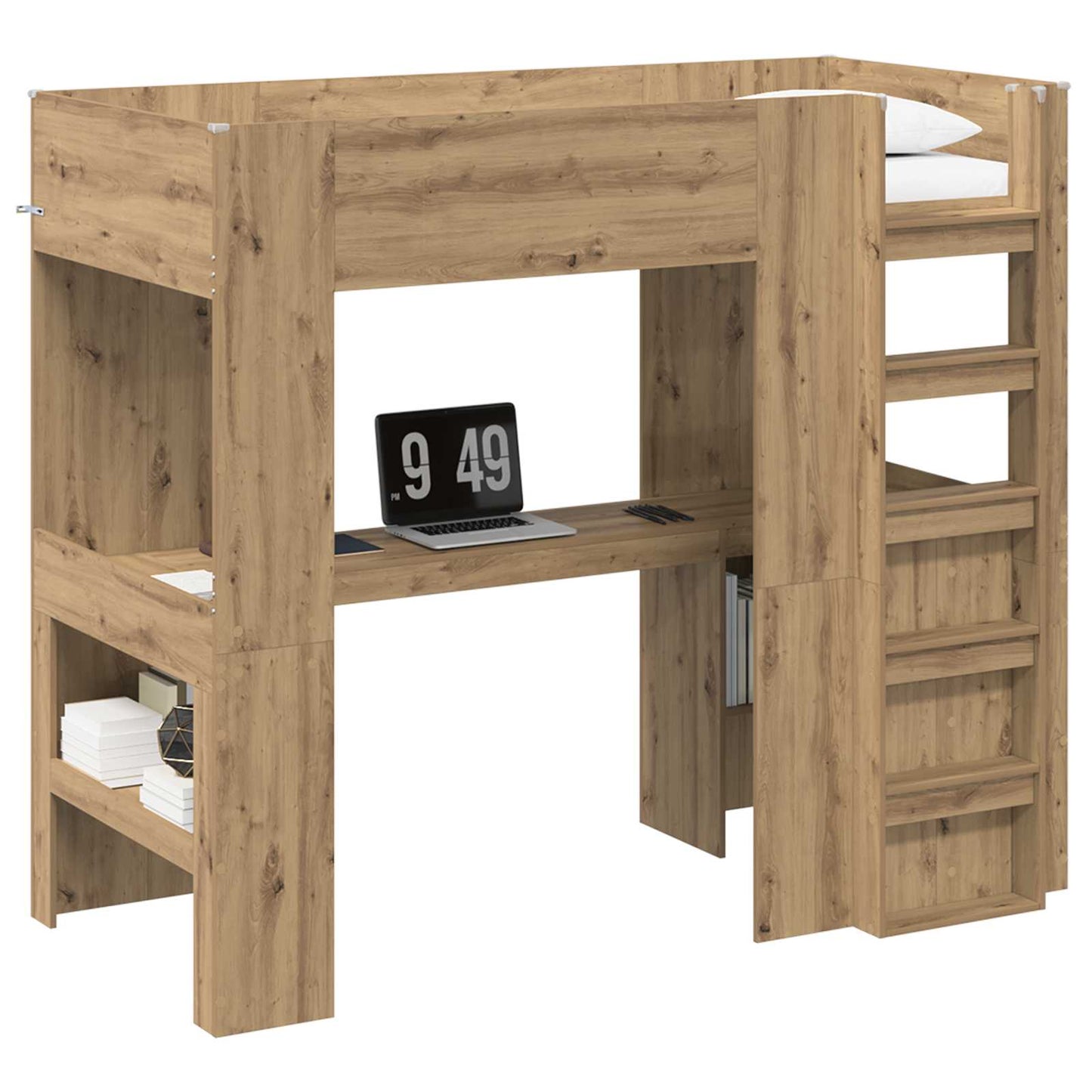 vidaXL Σκελετός κουκέτας με γραφείο με ράφι Artisan Oak 80 x 200 cm