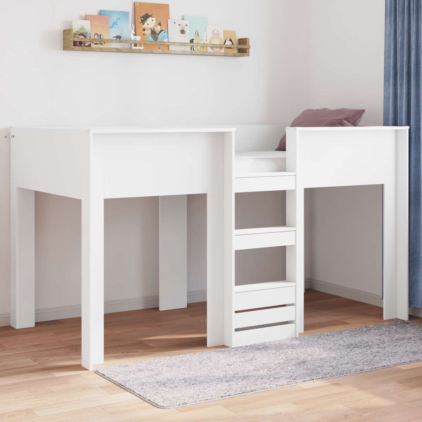 vidaXL Κρεβάτι Κουκέτα για Παιδιά Λευκό 80 x 200 cm Επεξεργασμένο ξύλο