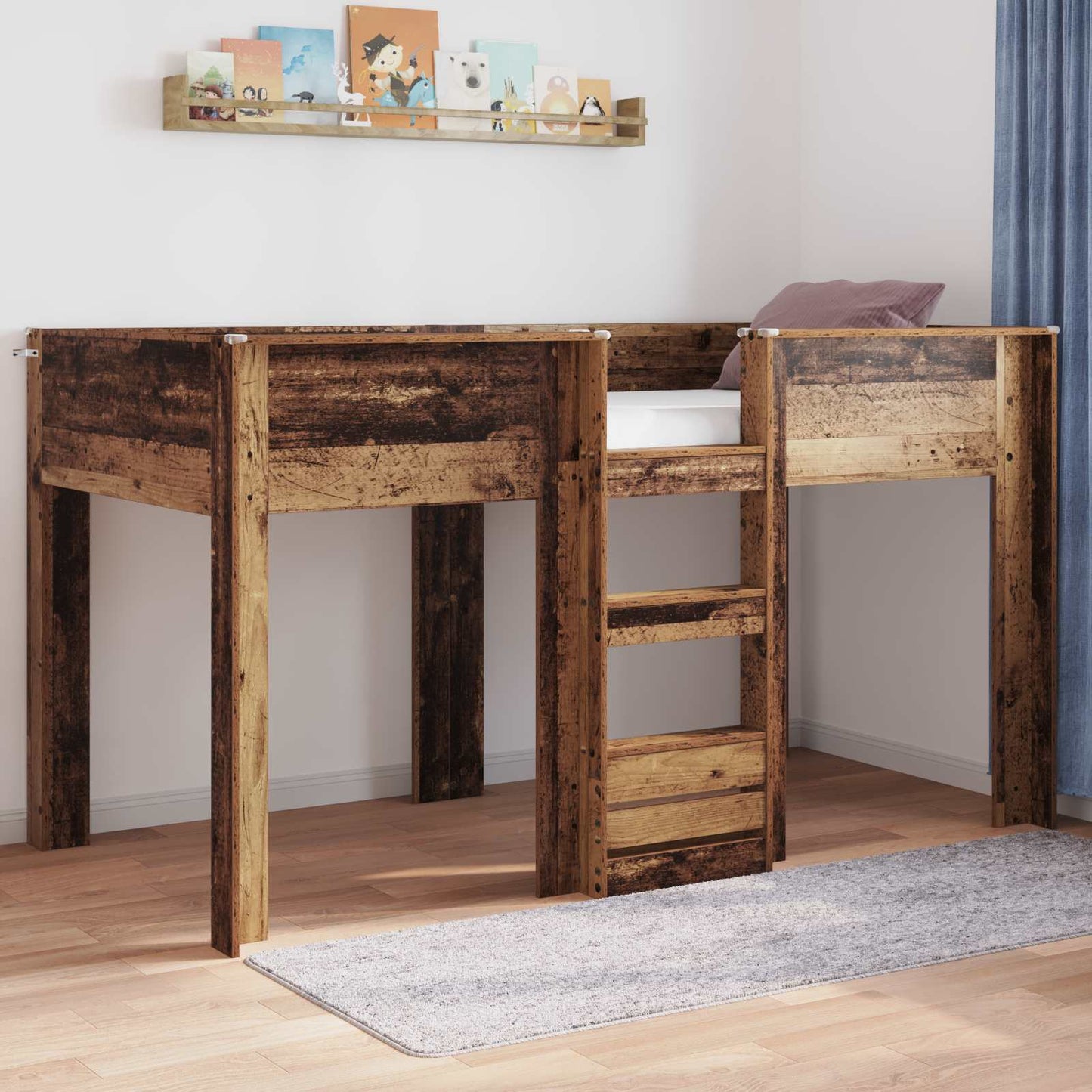vidaXL Κρεβάτι Κουκέτα για Παιδιά Παλιό ξύλο 100 x 200 cm