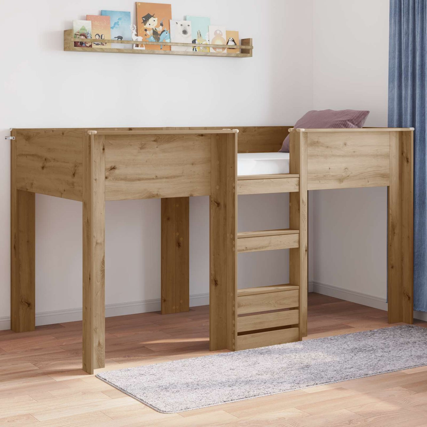 vidaXL Κρεβάτι Κουκέτα για Παιδιά με στρώμα Artisan Oak 100 x 200 cm