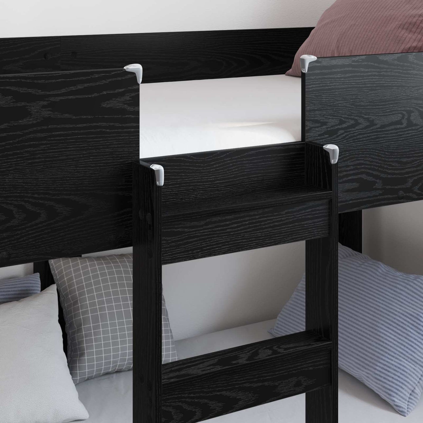 vidaXL Κρεβάτι Κουκέτα για Παιδιά Μαύρη Οξυά 75 x 190 cm