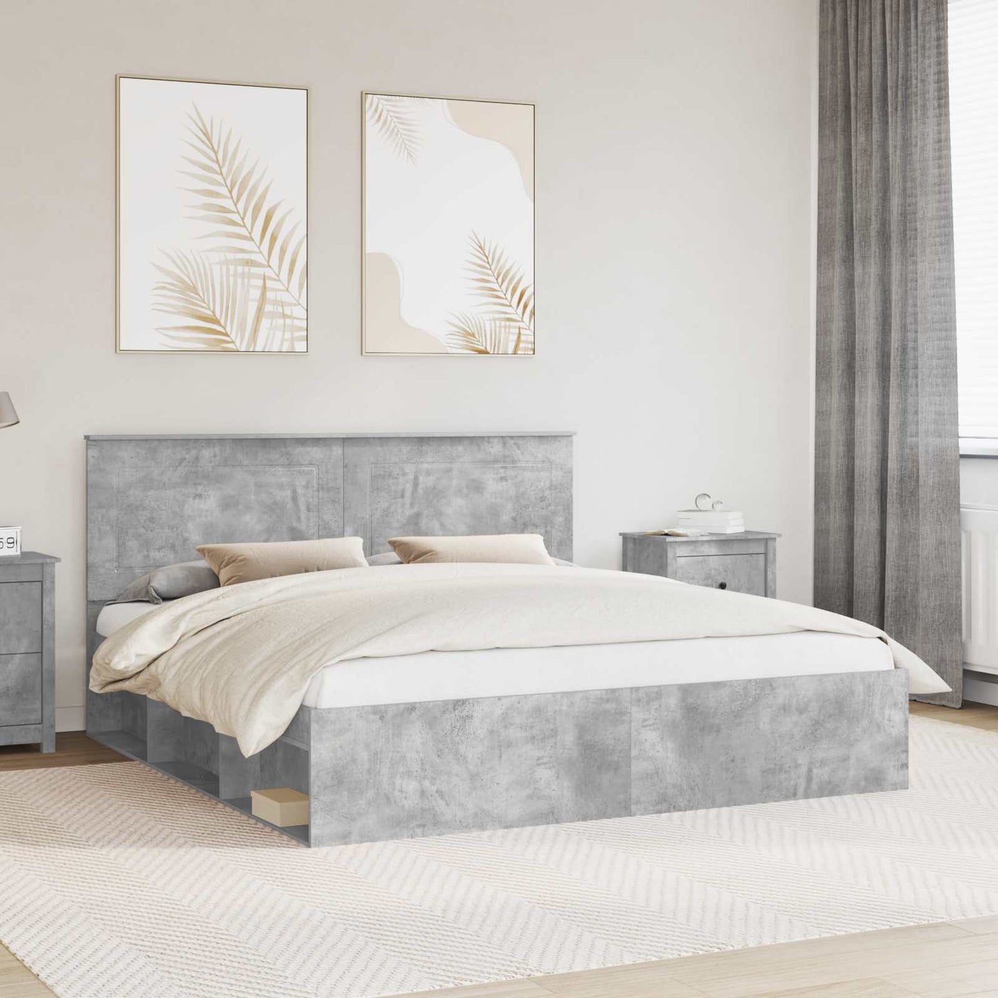 vidaXL Σκελετός Κρεβατιού Σκυρόδεμα 180 x 200 cm Στερεά ξυλεία πεύκου
