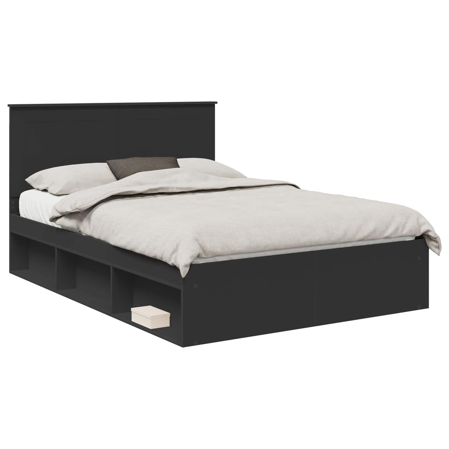 vidaXL Σκελετός Κρεβατιού Μαύρο 150 x 200 cm Στερεά ξυλεία πεύκου