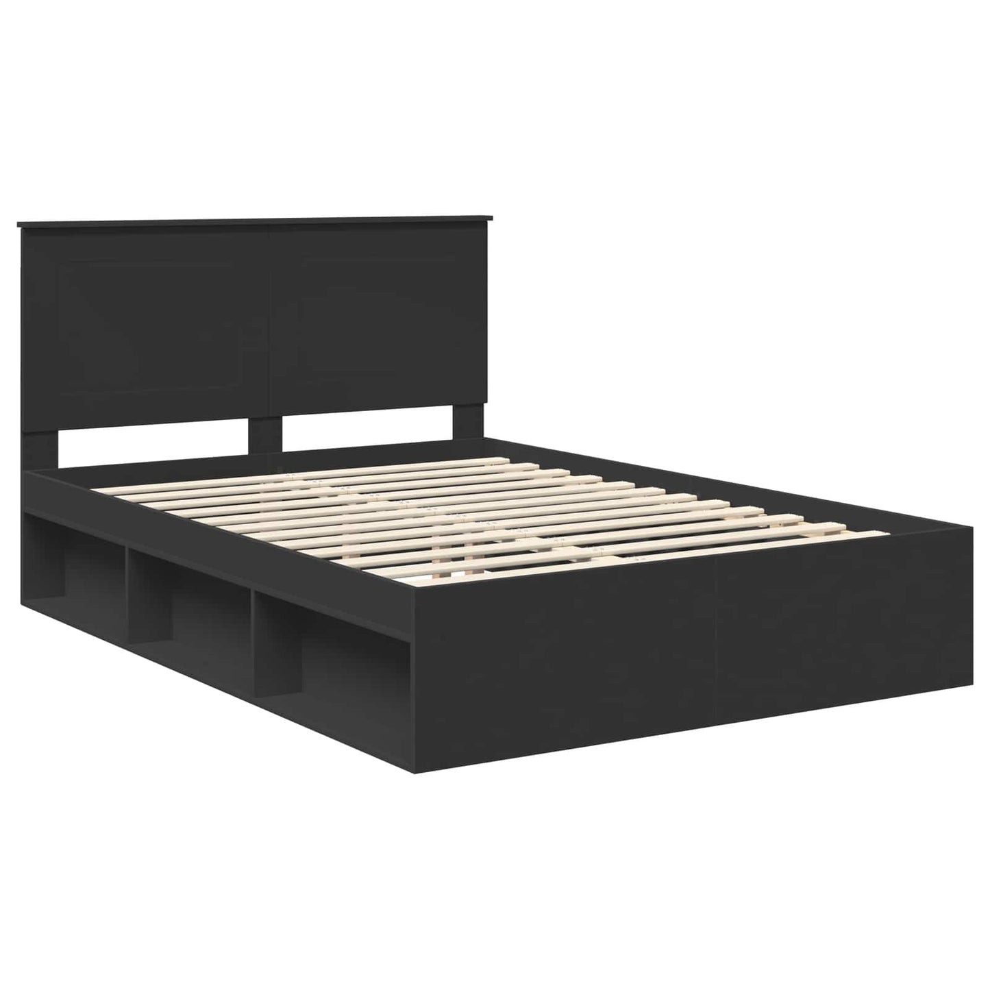 vidaXL Σκελετός Κρεβατιού Μαύρο 150 x 200 cm Στερεά ξυλεία πεύκου