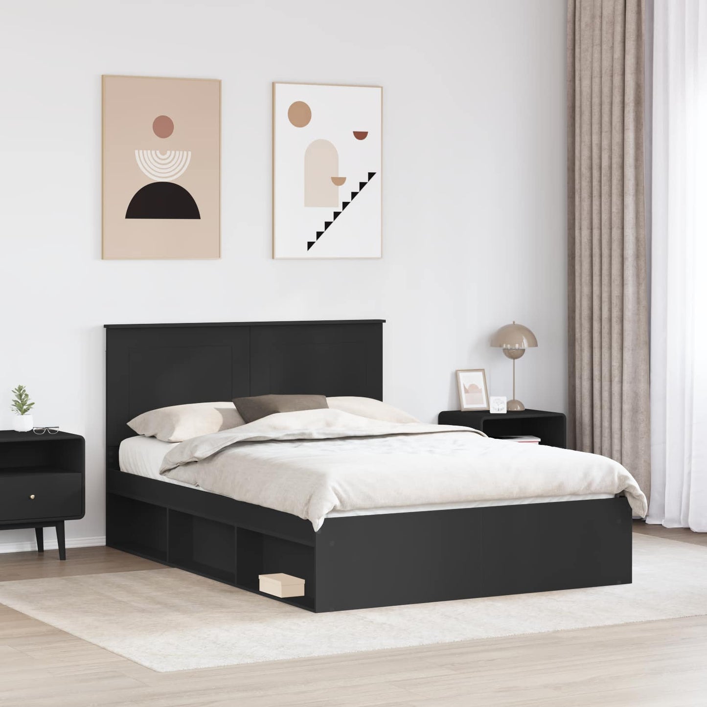 vidaXL Σκελετός Κρεβατιού Μαύρο 140 x 200 cm Στερεά ξυλεία πεύκου