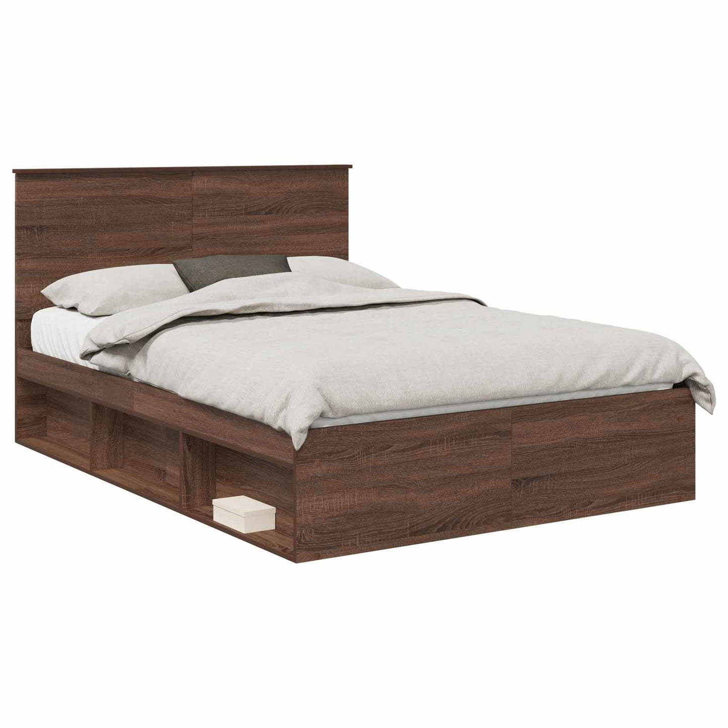 vidaXL Σκελετός Κρεβατιού Καφέ δρυς 140 x 200 cm Στερεά ξυλεία πεύκου