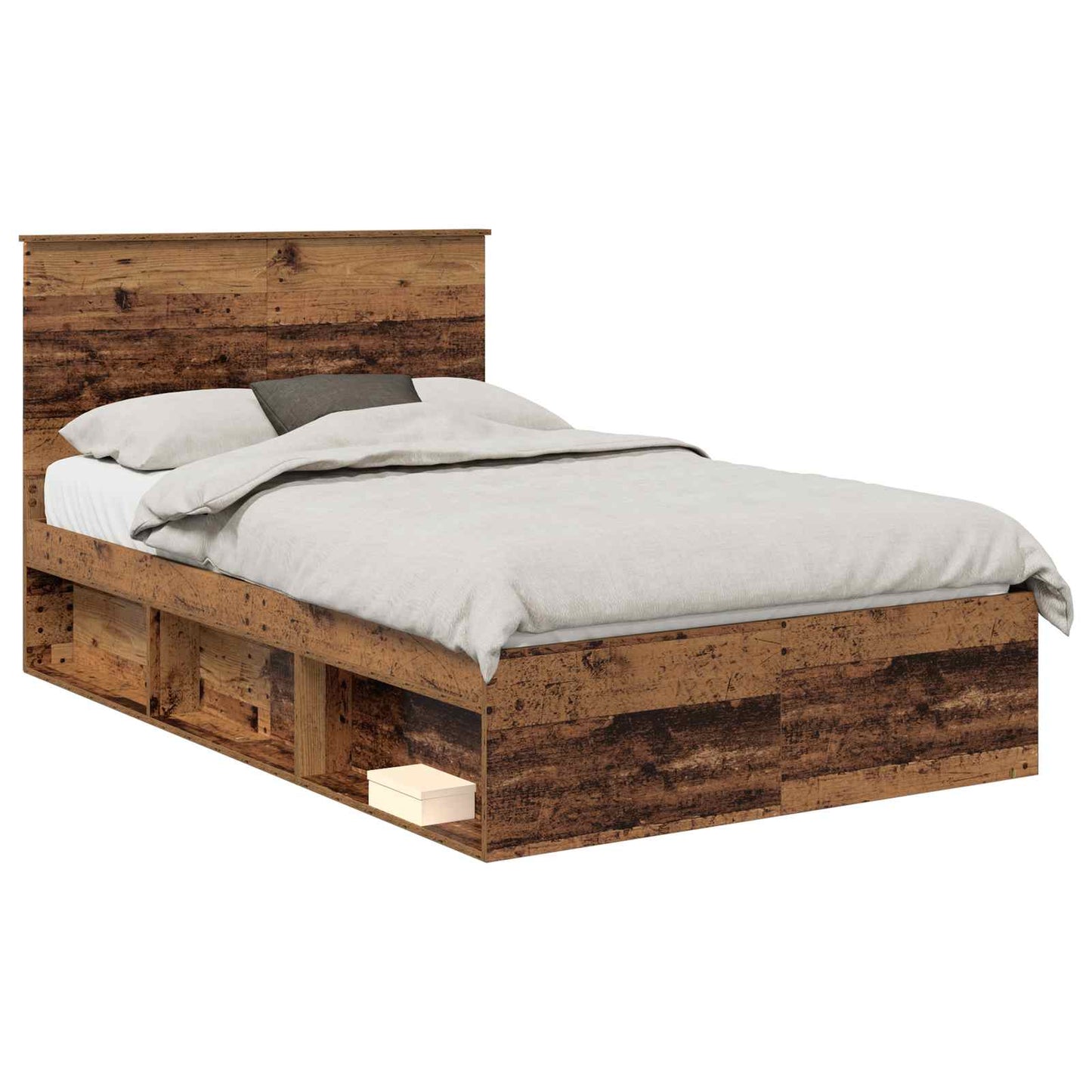 vidaXL Σκελετός Κρεβατιού Παλιό ξύλο 135 x 190 cm Στερεά ξυλεία πεύκου