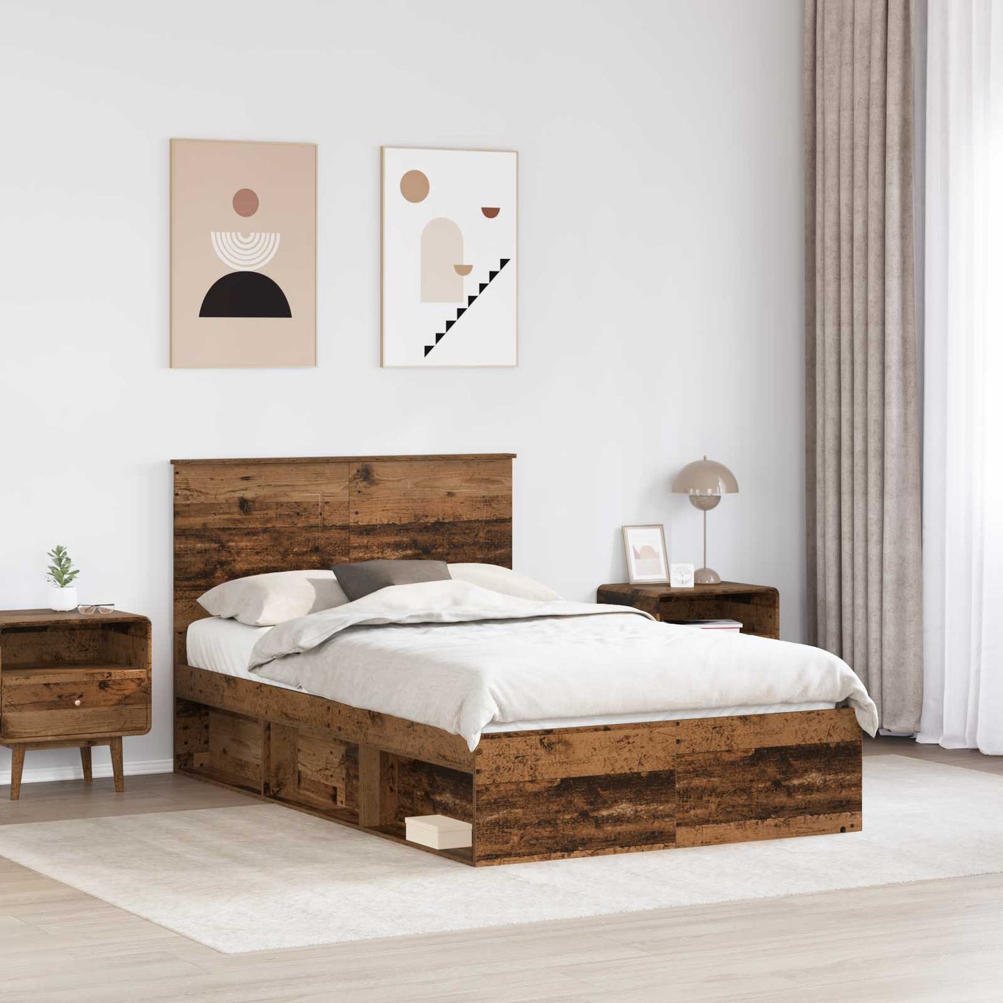 vidaXL Σκελετός Κρεβατιού Παλιό ξύλο 120 x 190 cm Στερεά ξυλεία πεύκου