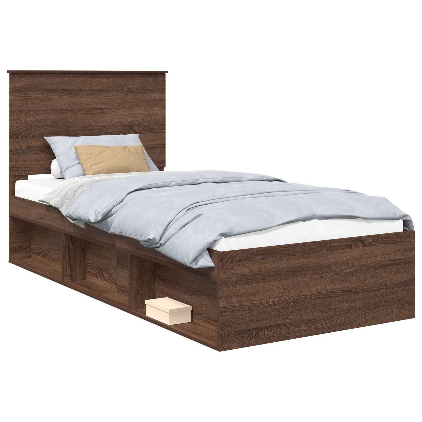 vidaXL Σκελετός Κρεβατιού Καφέ δρυς 90 x 190 cm Στερεά ξυλεία πεύκου