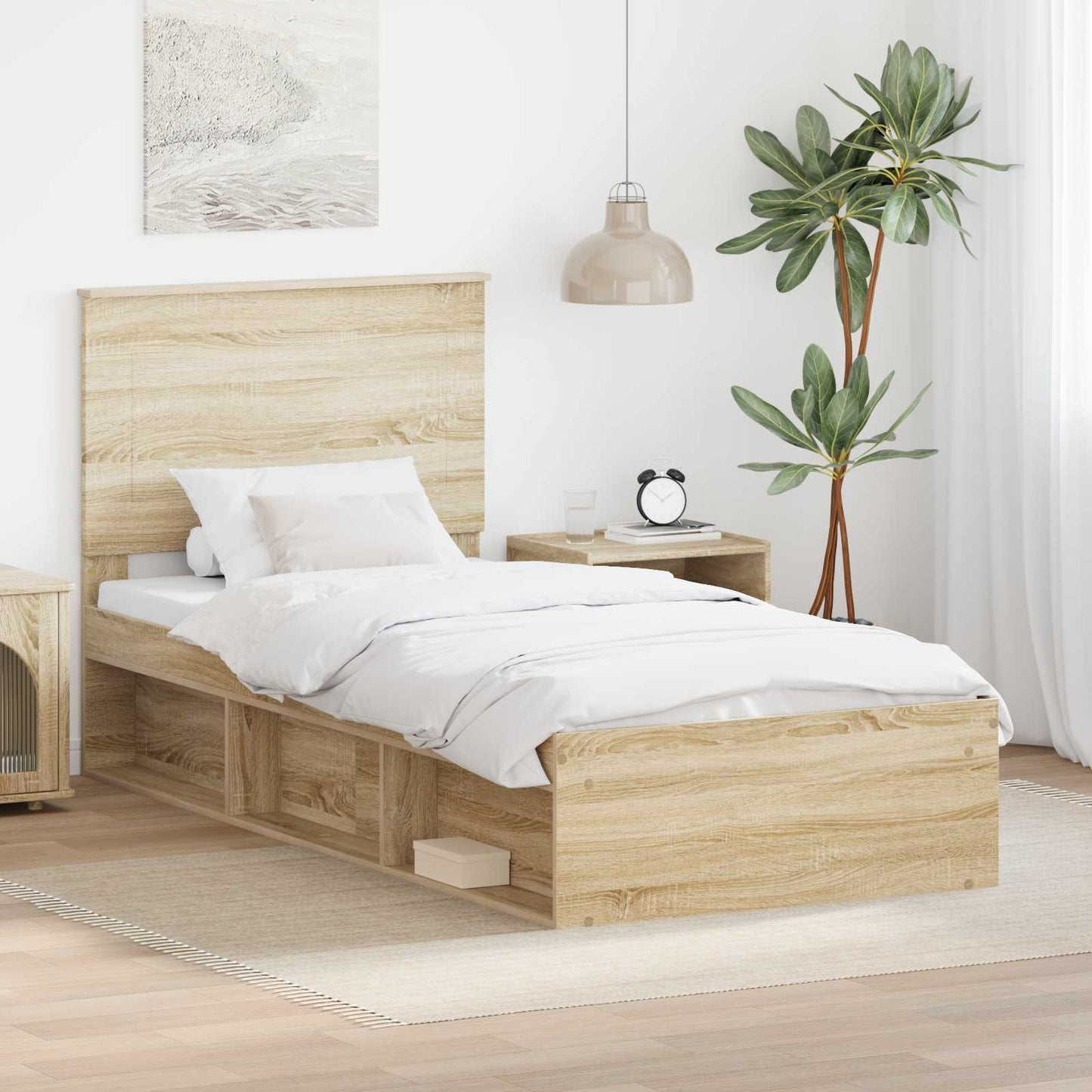 vidaXL Σκελετός Κρεβατιού Δρύς Sonoma 90 x 200 cm Στερεά ξυλεία πεύκου