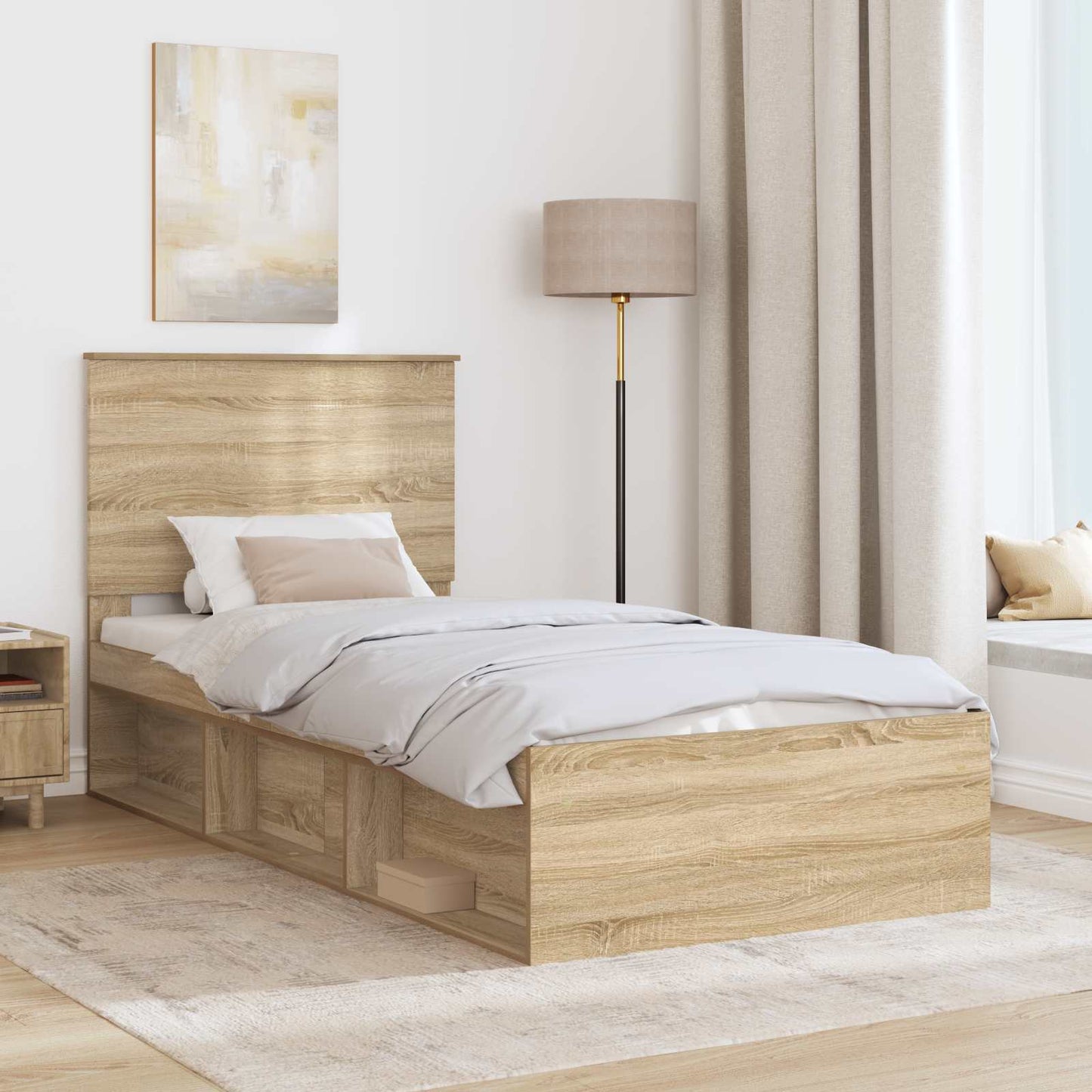 vidaXL Σκελετός Κρεβατιού Δρύς Sonoma 90 x 200 cm Στερεά ξυλεία πεύκου
