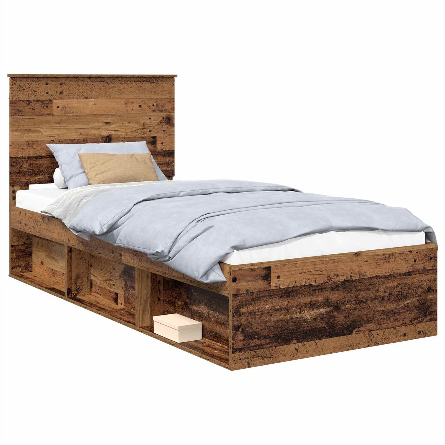 vidaXL Σκελετός Κρεβατιού Παλιό ξύλο 75 x 190 cm Στερεά ξυλεία πεύκου