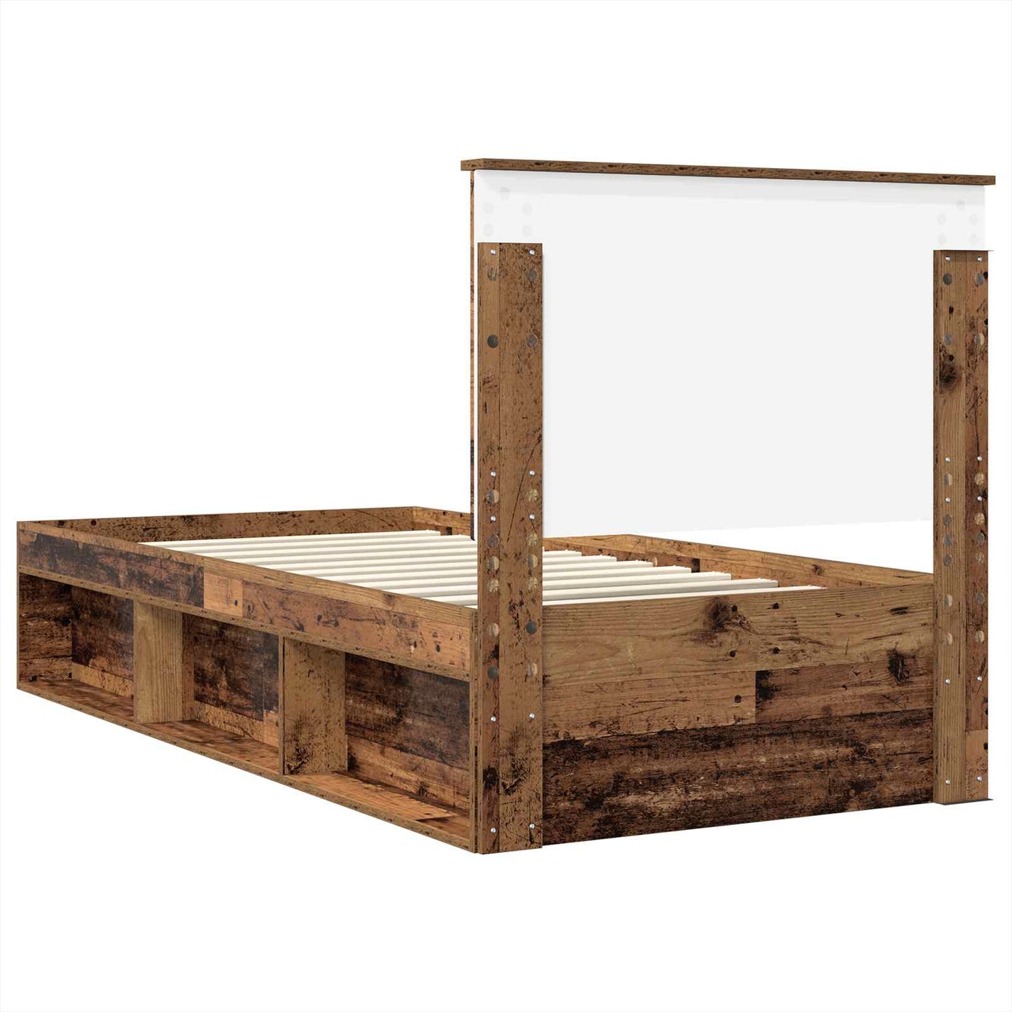 vidaXL Σκελετός Κρεβατιού Παλιό ξύλο 75 x 190 cm Στερεά ξυλεία πεύκου