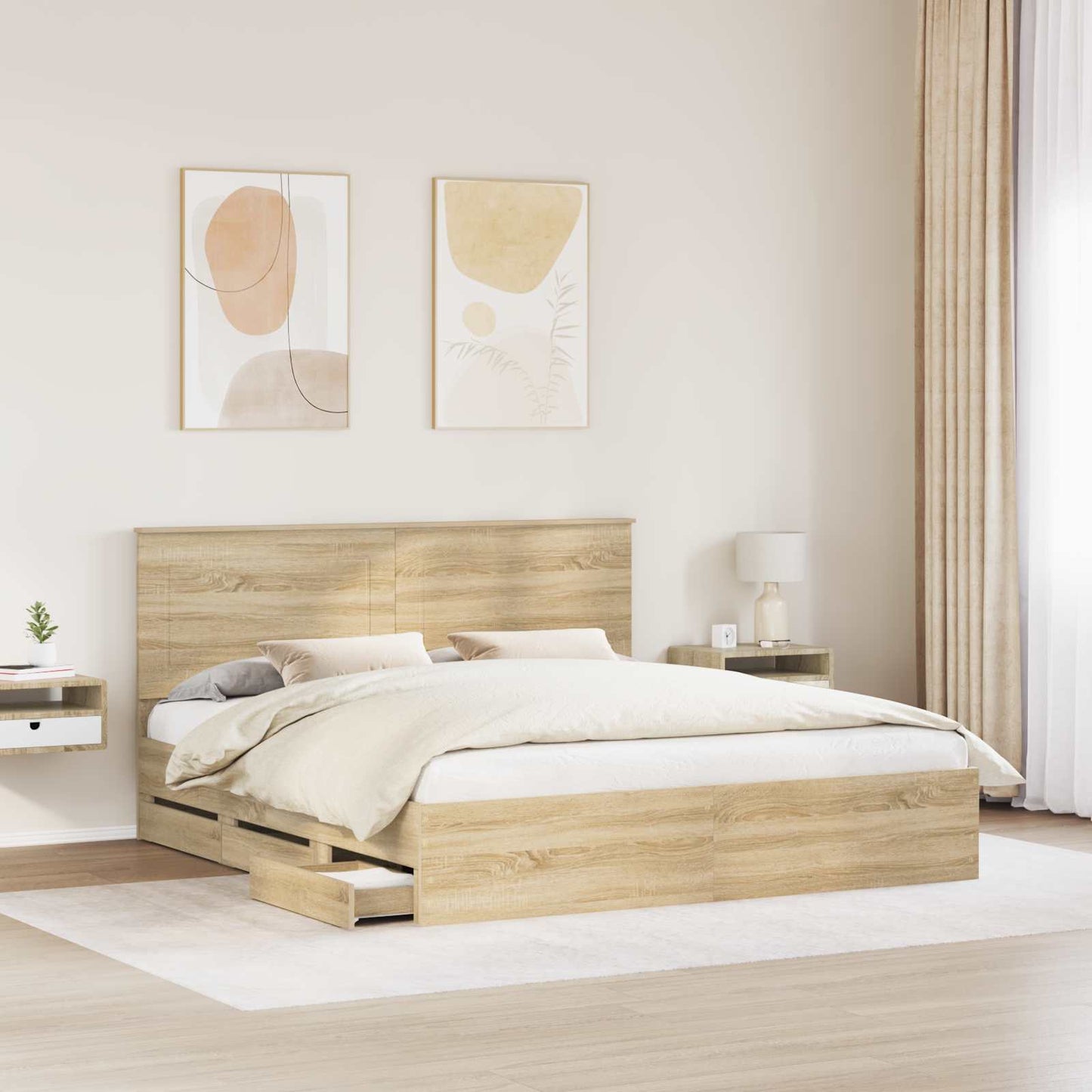 vidaXL Σκελετός Κρεβατιού Δρύς Sonoma 200 x 200 cm Μηχανήματος Ξύλο
