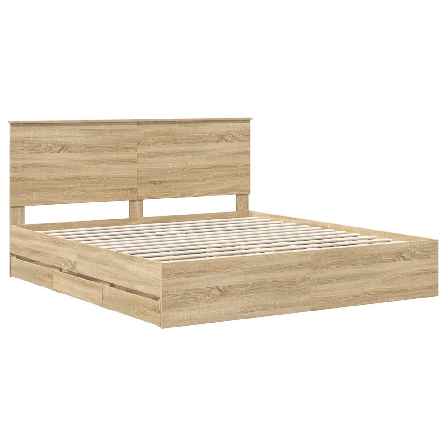 vidaXL Σκελετός Κρεβατιού Δρύς Sonoma 200 x 200 cm Μηχανήματος Ξύλο