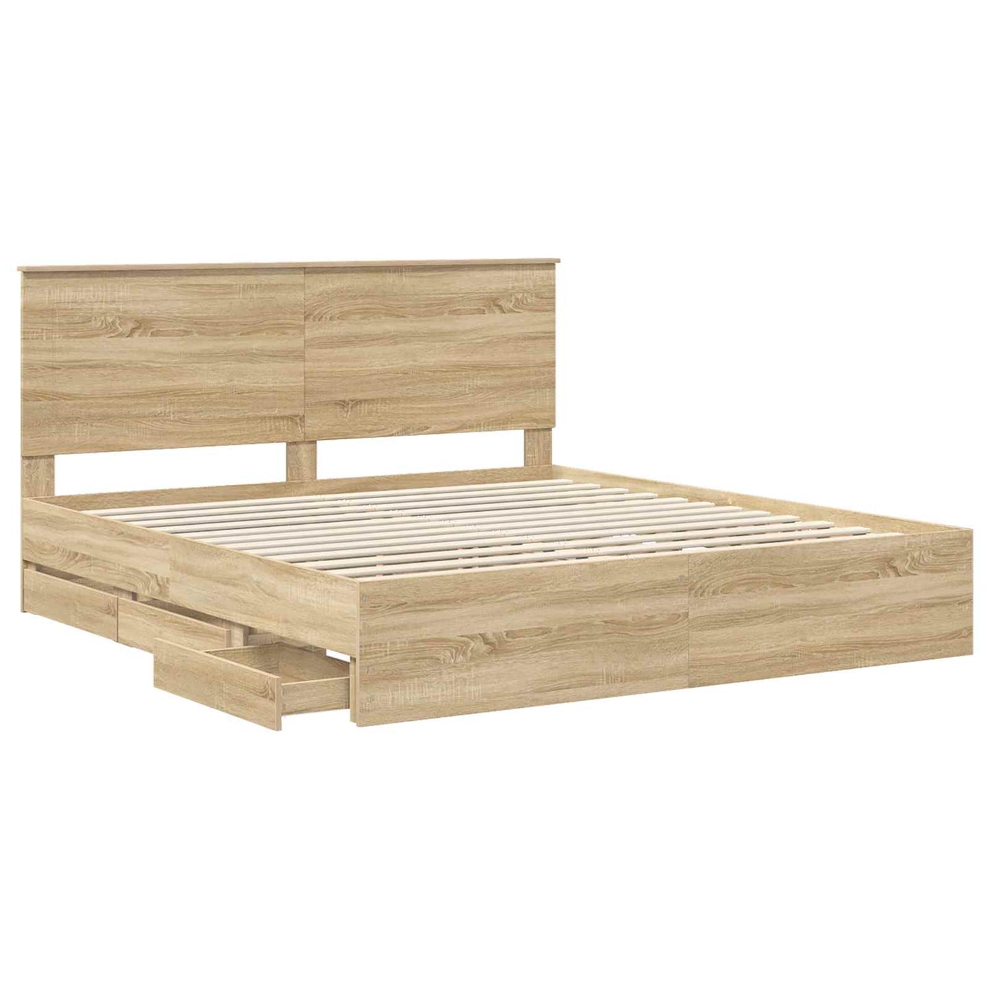 vidaXL Σκελετός Κρεβατιού Δρύς Sonoma 200 x 200 cm Μηχανήματος Ξύλο