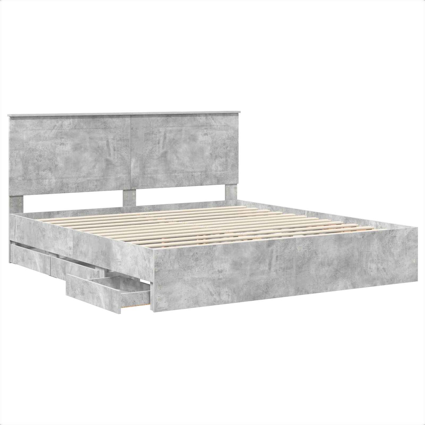 vidaXL Σκελετός Κρεβατιού Σκυρόδεμα Γκρι 200 x 200 cm Μηχανήματος Ξύλο