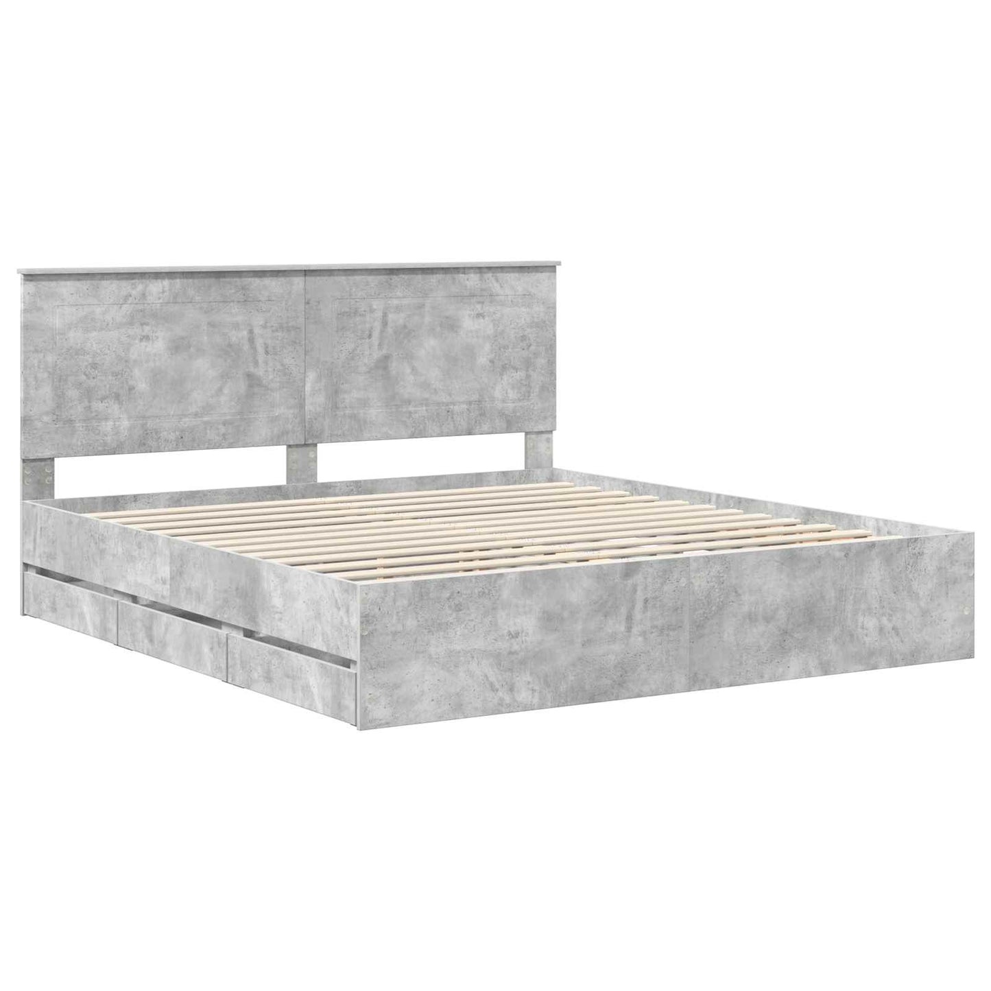 vidaXL Σκελετός Κρεβατιού Σκυρόδεμα Γκρι 180 x 200 cm Μηχανήματος Ξύλο