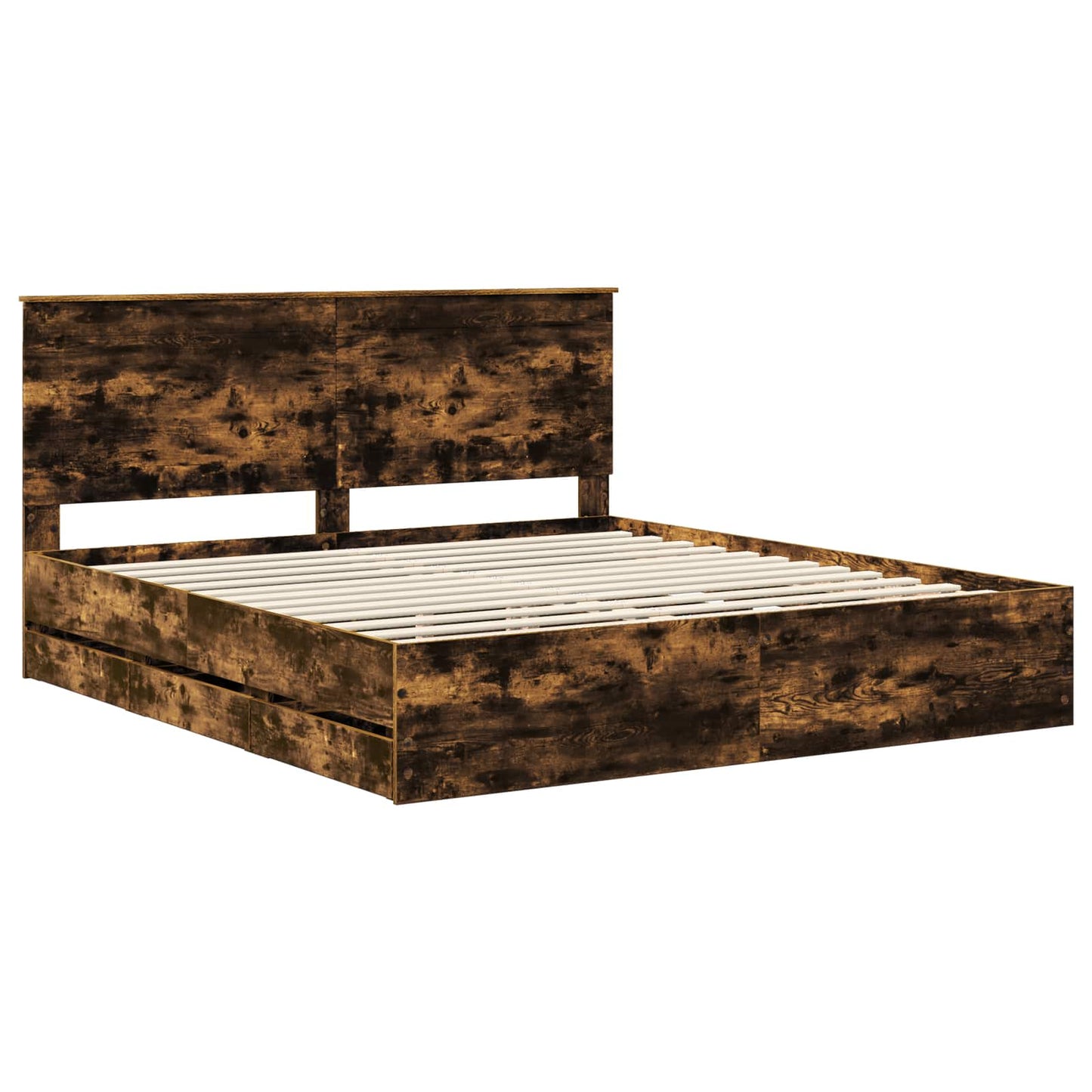 vidaXL Σκελετός Κρεβατιού Καπνιστό Δρύς 180 x 200 cm Μηχανήματος Ξύλο