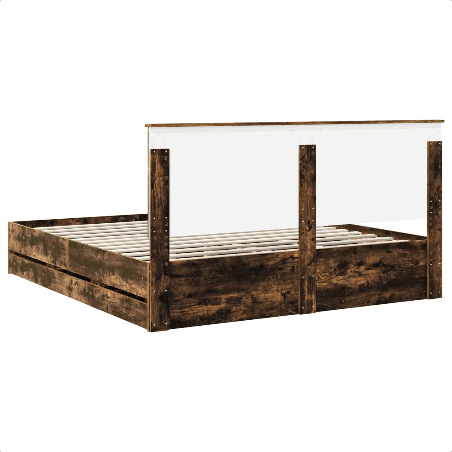 vidaXL Σκελετός Κρεβατιού Καπνιστό Δρύς 180 x 200 cm Μηχανήματος Ξύλο