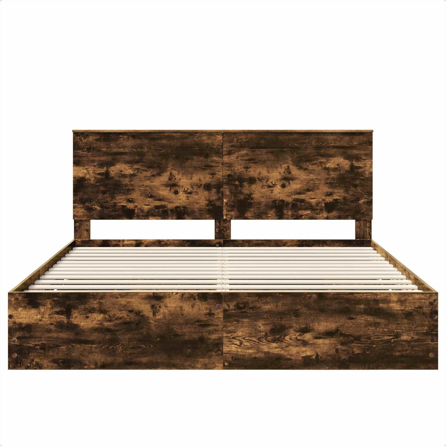 vidaXL Σκελετός Κρεβατιού Καπνιστό Δρύς 180 x 200 cm Μηχανήματος Ξύλο
