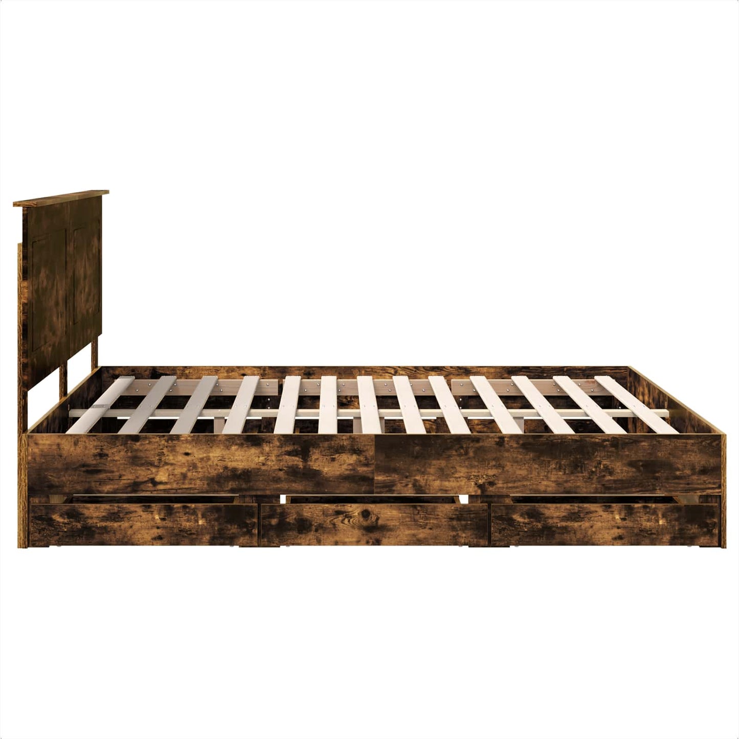 vidaXL Σκελετός Κρεβατιού Καπνιστό Δρύς 180 x 200 cm Μηχανήματος Ξύλο