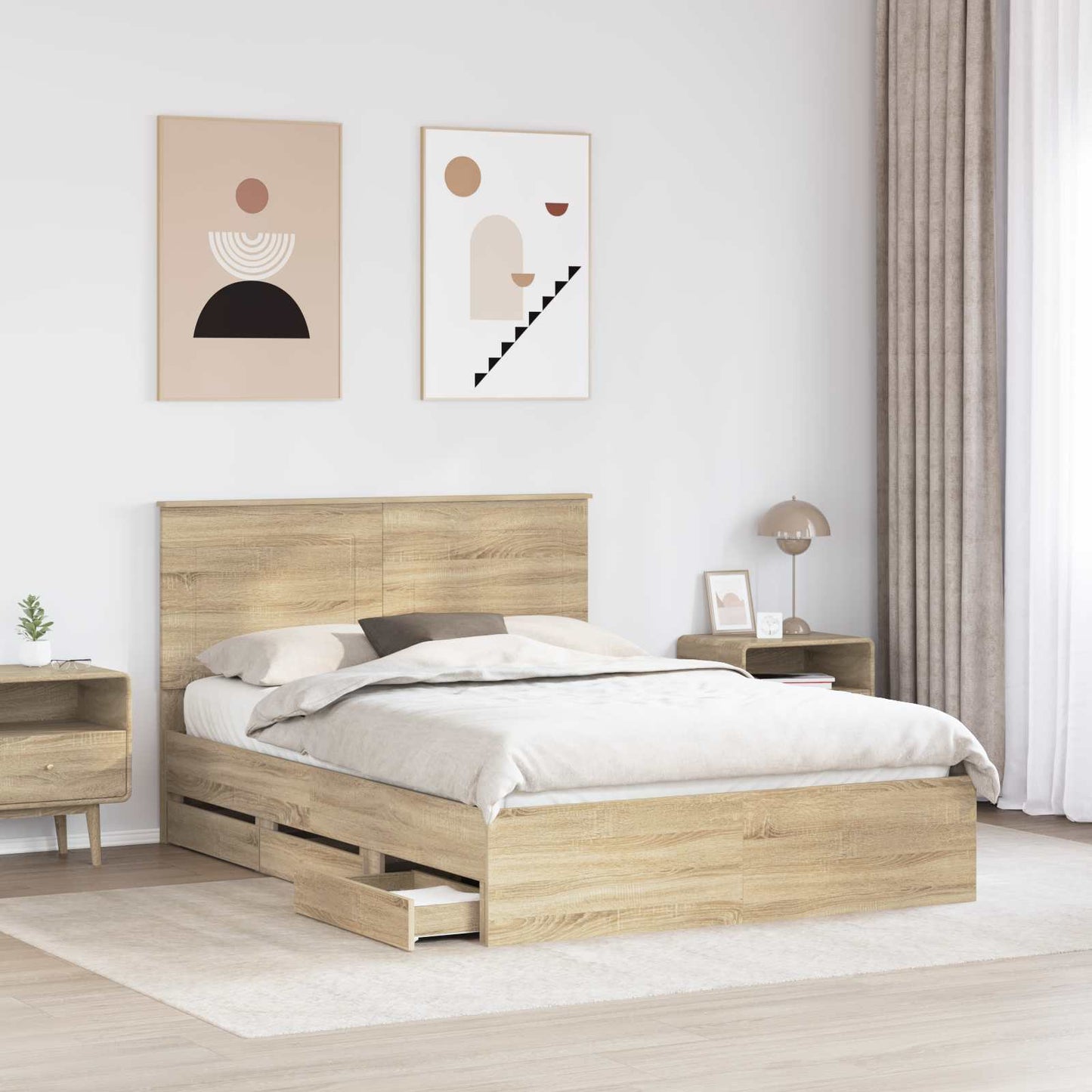 vidaXL Σκελετός Κρεβατιού Δρύς Sonoma 160 x 200 cm Μηχανήματος Ξύλο