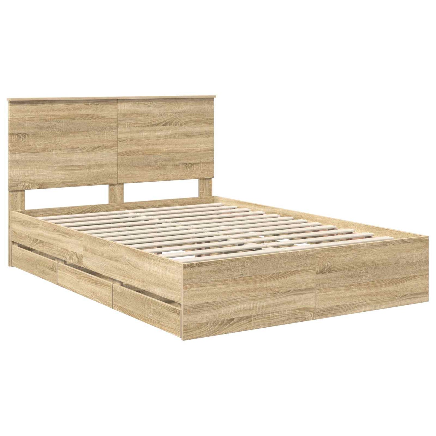 vidaXL Σκελετός Κρεβατιού Δρύς Sonoma 150 x 200 cm Μηχανήματος Ξύλο