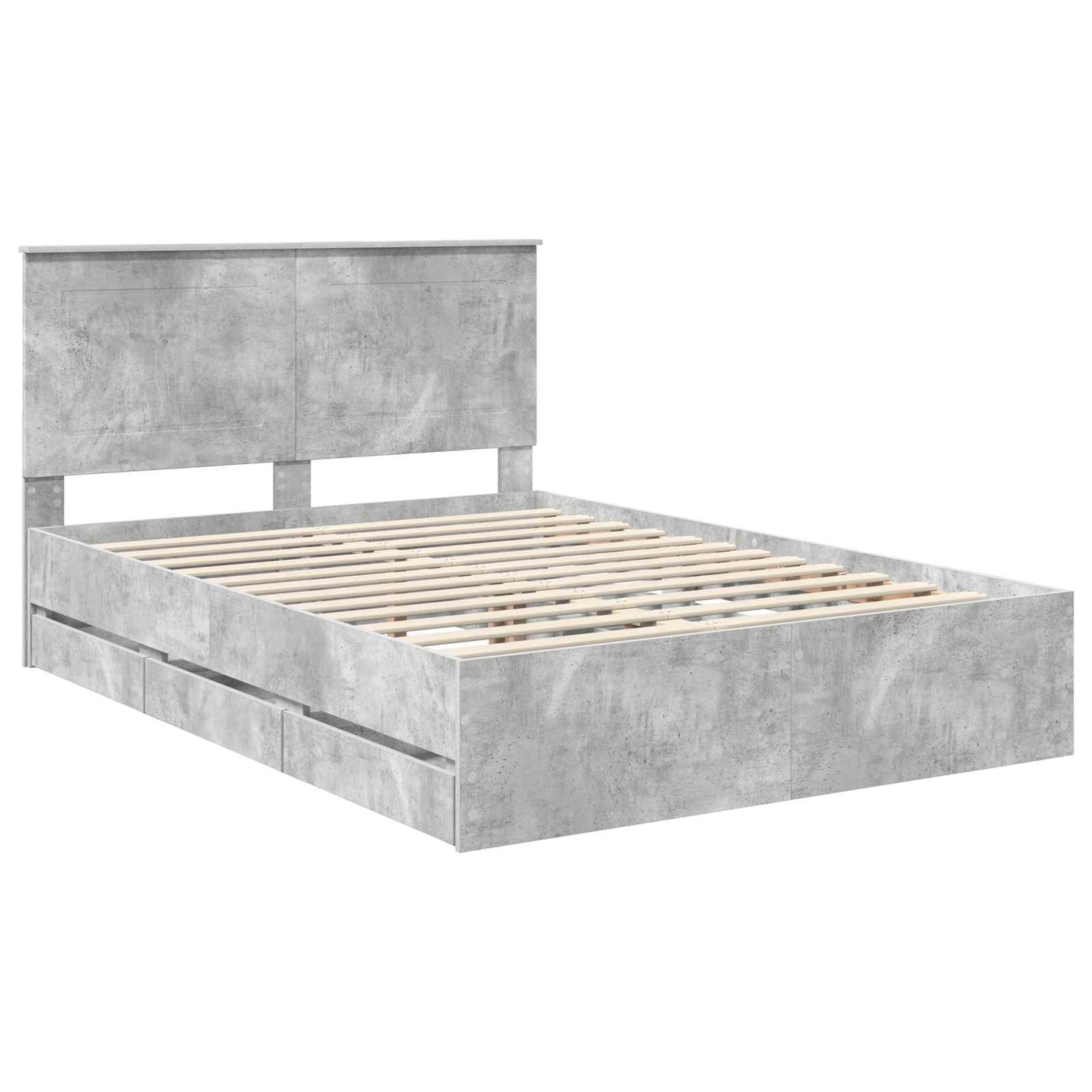 vidaXL Σκελετός Κρεβατιού Σκυρόδεμα Γκρι 150 x 200 cm Μηχανήματος Ξύλο