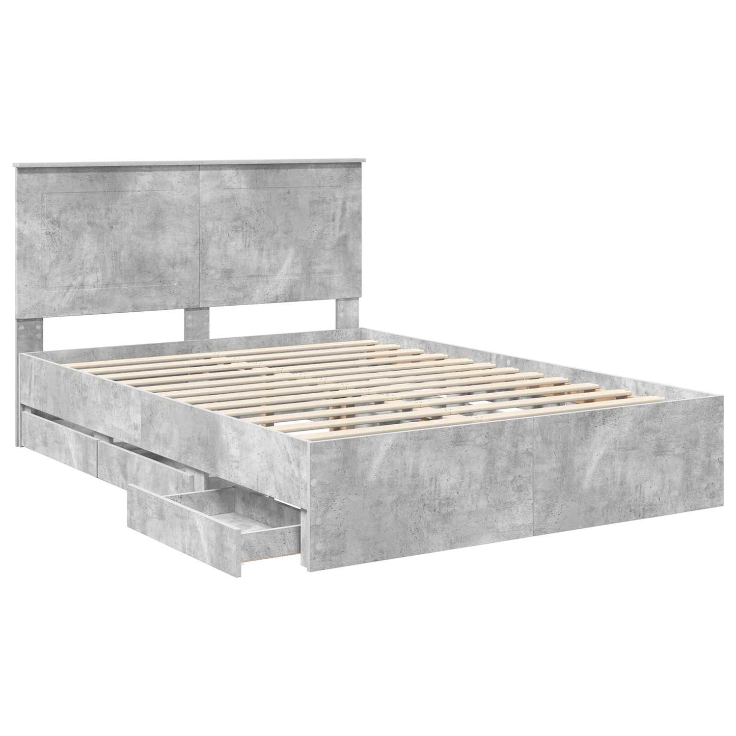 vidaXL Σκελετός Κρεβατιού Σκυρόδεμα Γκρι 150 x 200 cm Μηχανήματος Ξύλο