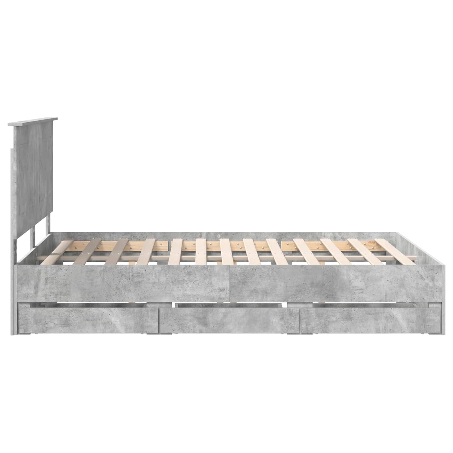 vidaXL Σκελετός Κρεβατιού Σκυρόδεμα Γκρι 150 x 200 cm Μηχανήματος Ξύλο