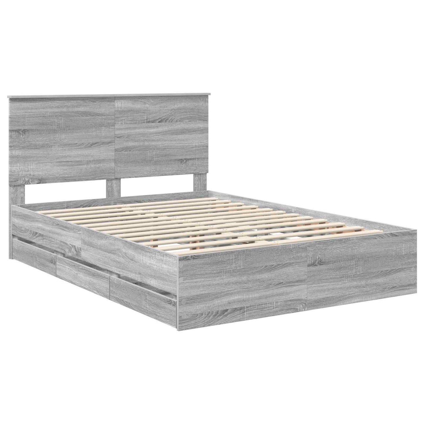 vidaXL Σκελετός Κρεβατιού Γκρίζο Σονομα 150 x 200 cm Μηχανήματος Ξύλο