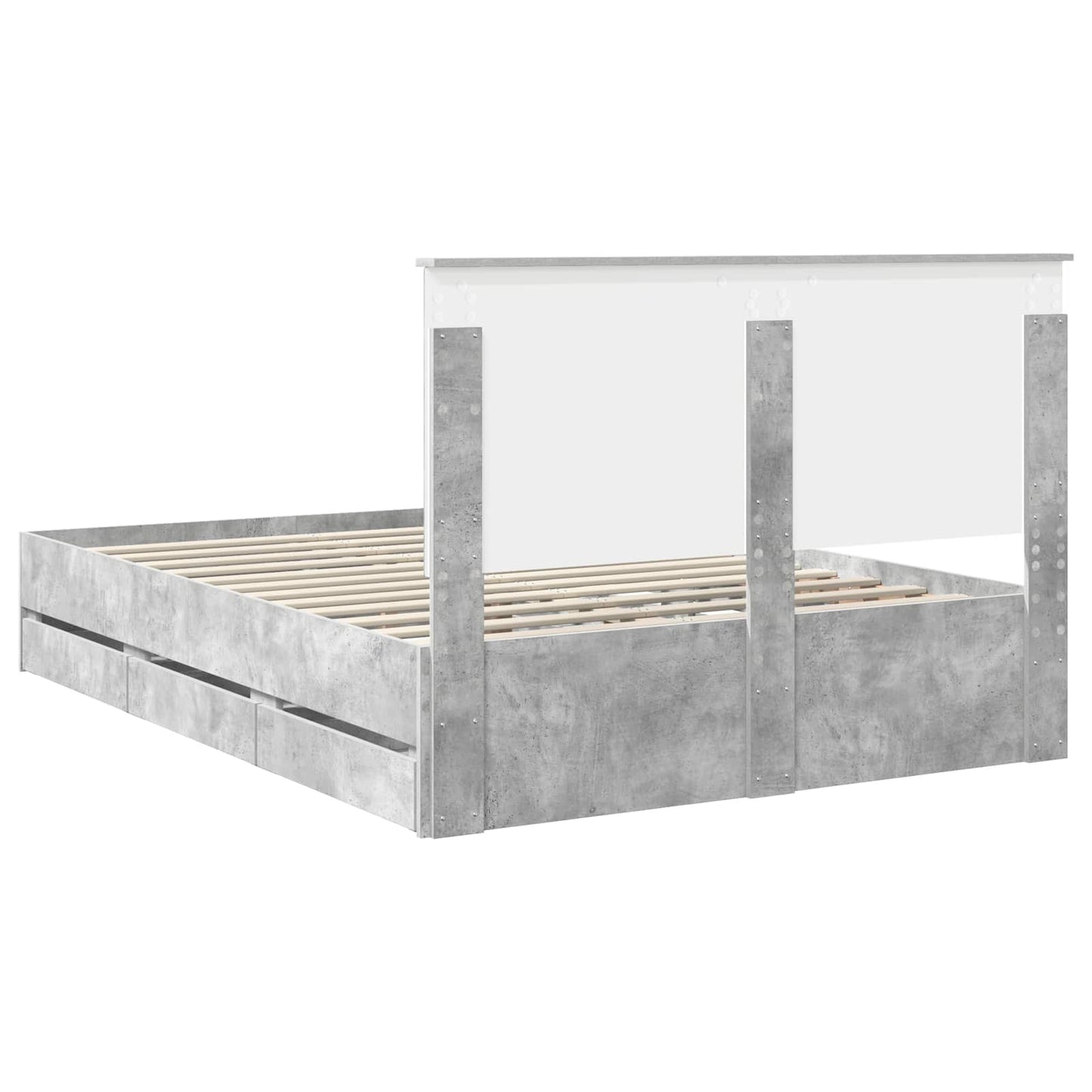 vidaXL Σκελετός Κρεβατιού Σκυρόδεμα Γκρι 140 x 190 cm Μηχανήματος Ξύλο