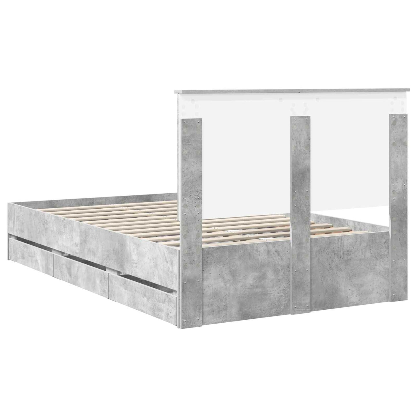 vidaXL Σκελετός Κρεβατιού Σκυρόδεμα Γκρι 135 x 190 cm Μηχανήματος Ξύλο