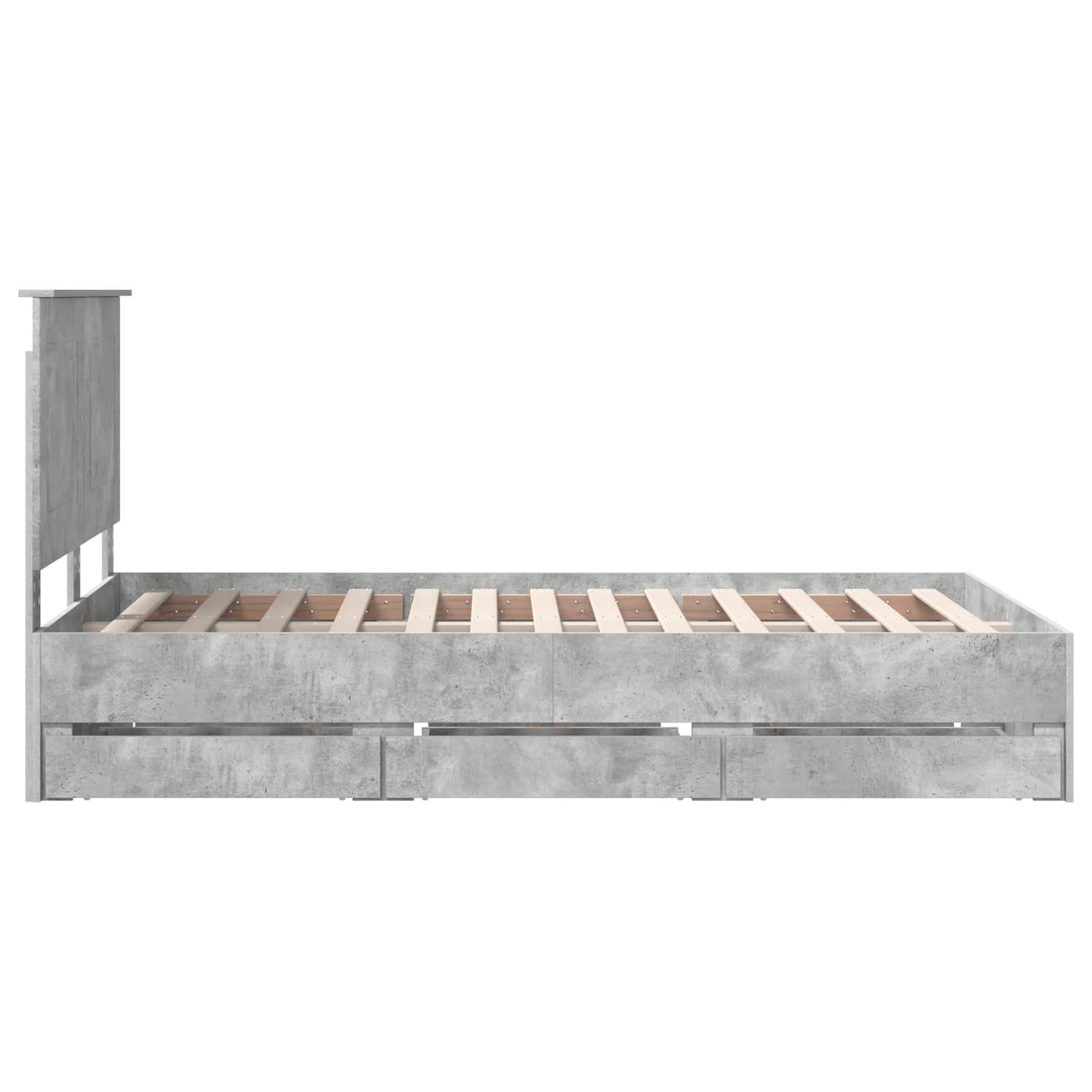 vidaXL Σκελετός Κρεβατιού Σκυρόδεμα Γκρι 135 x 190 cm Μηχανήματος Ξύλο