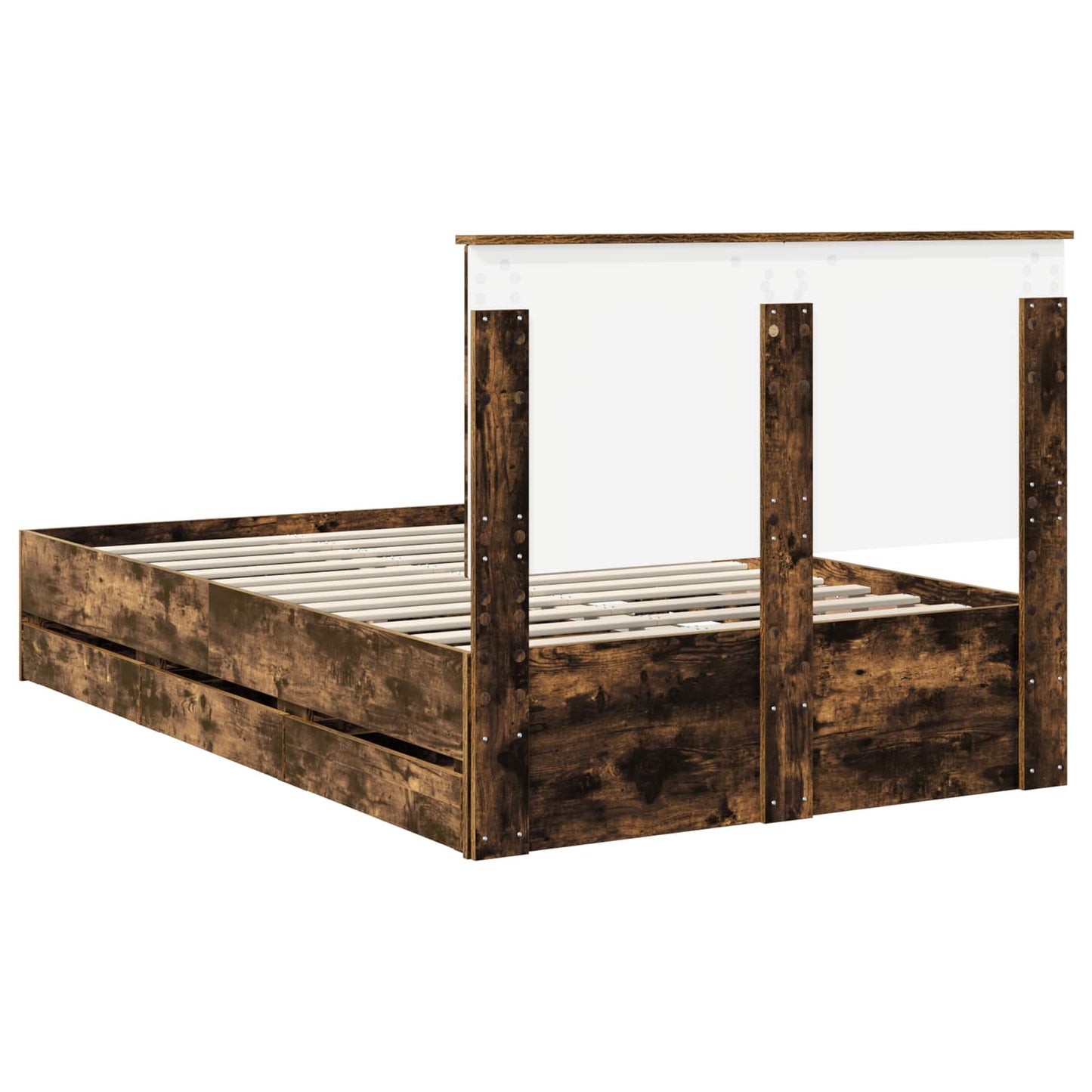 vidaXL Σκελετός Κρεβατιού Καπνιστό Δρύς 135 x 190 cm Μηχανήματος Ξύλο
