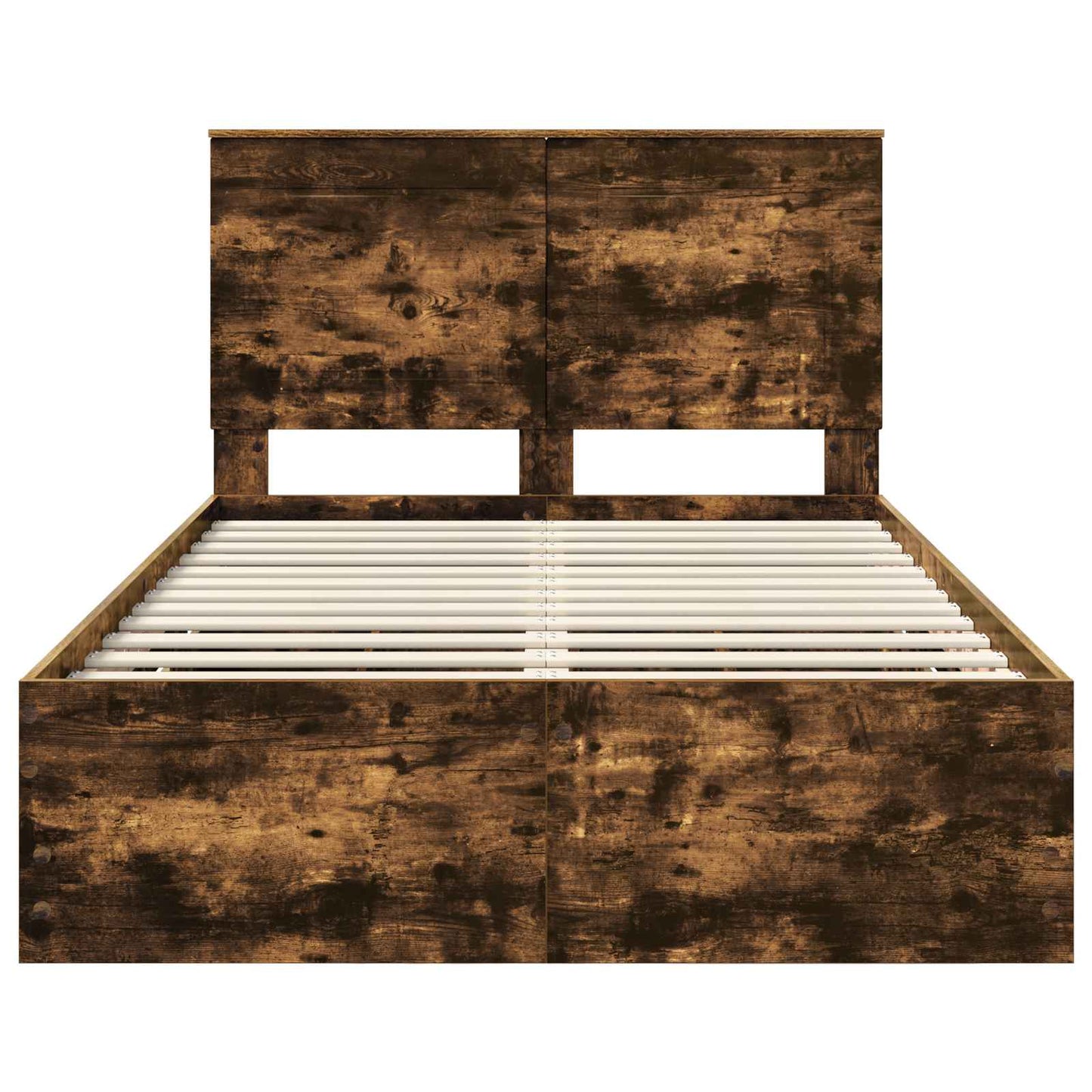 vidaXL Σκελετός Κρεβατιού Καπνιστό Δρύς 135 x 190 cm Μηχανήματος Ξύλο