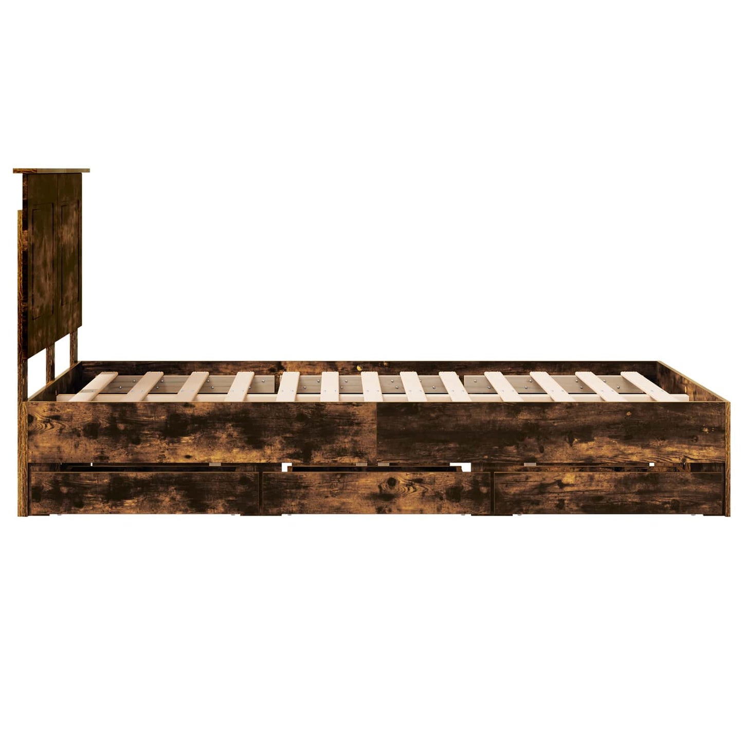 vidaXL Σκελετός Κρεβατιού Καπνιστό Δρύς 135 x 190 cm Μηχανήματος Ξύλο