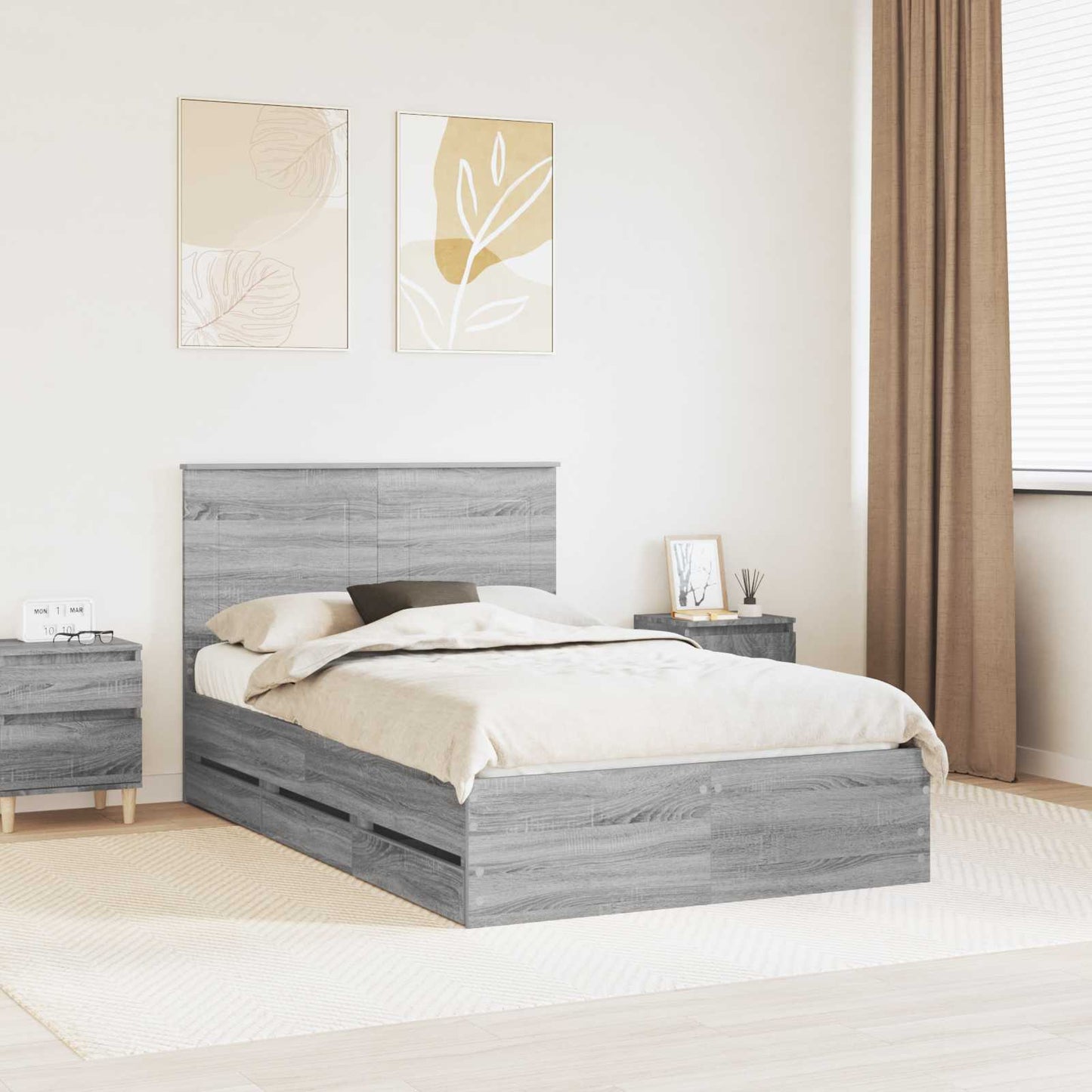 vidaXL Σκελετός Κρεβατιού Γκρίζο Σονομα 120 x 190 cm Μηχανήματος Ξύλο