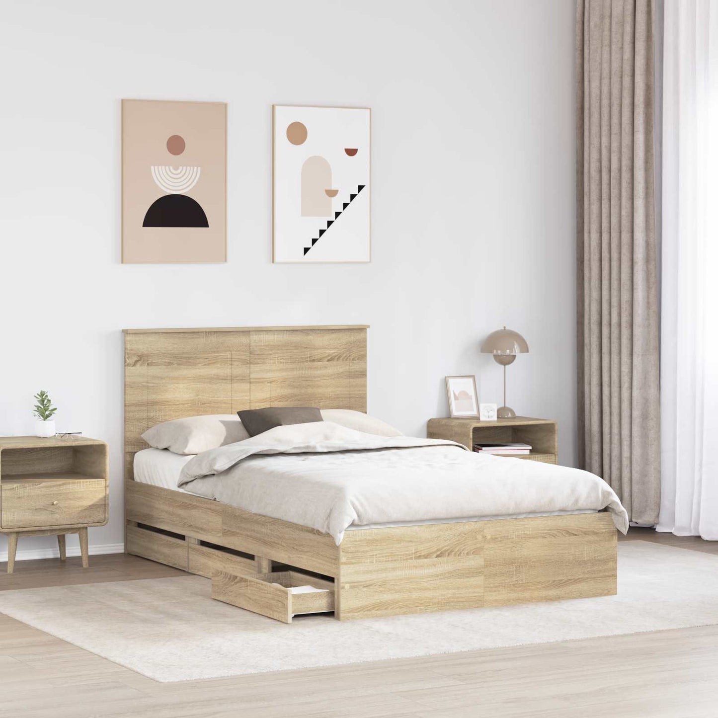 vidaXL Σκελετός Κρεβατιού Δρύς Sonoma 120 x 200 cm Μηχανήματος Ξύλο